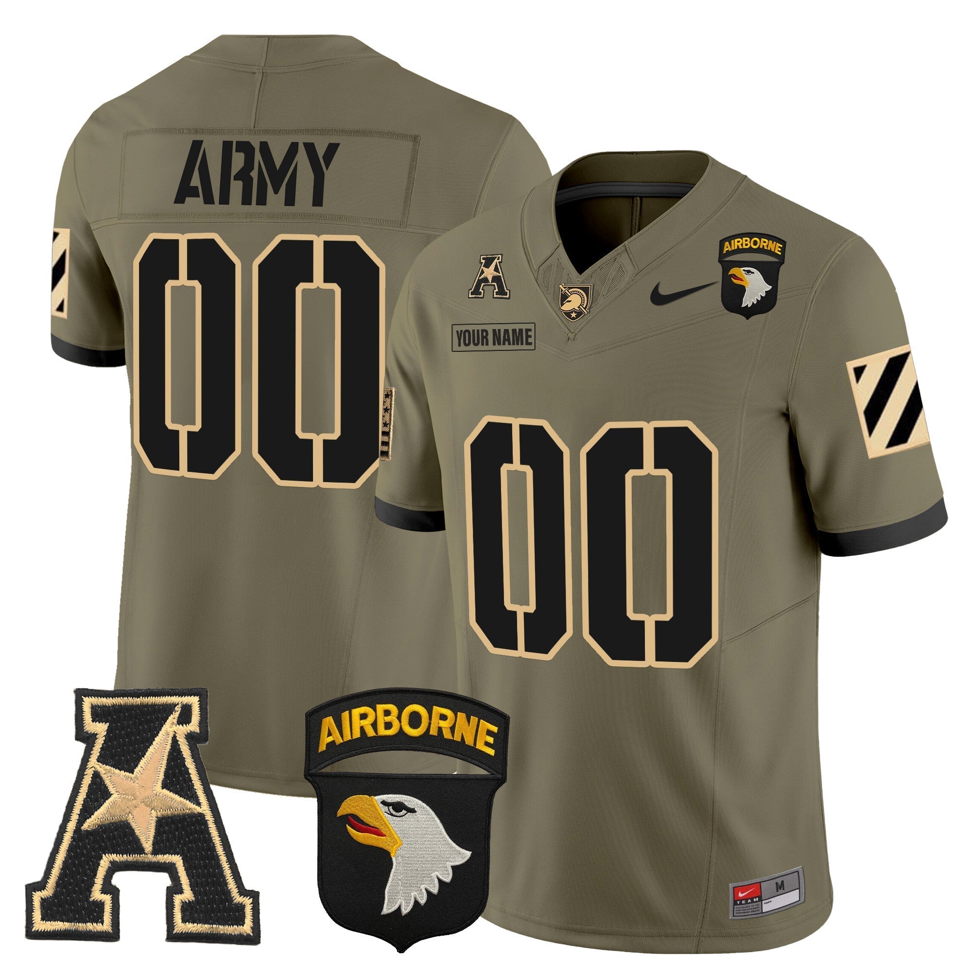 Custom Army Black Knights 101st Airborne Division Patch 2024 Vapor Limited Jersey V3 - All Stitched