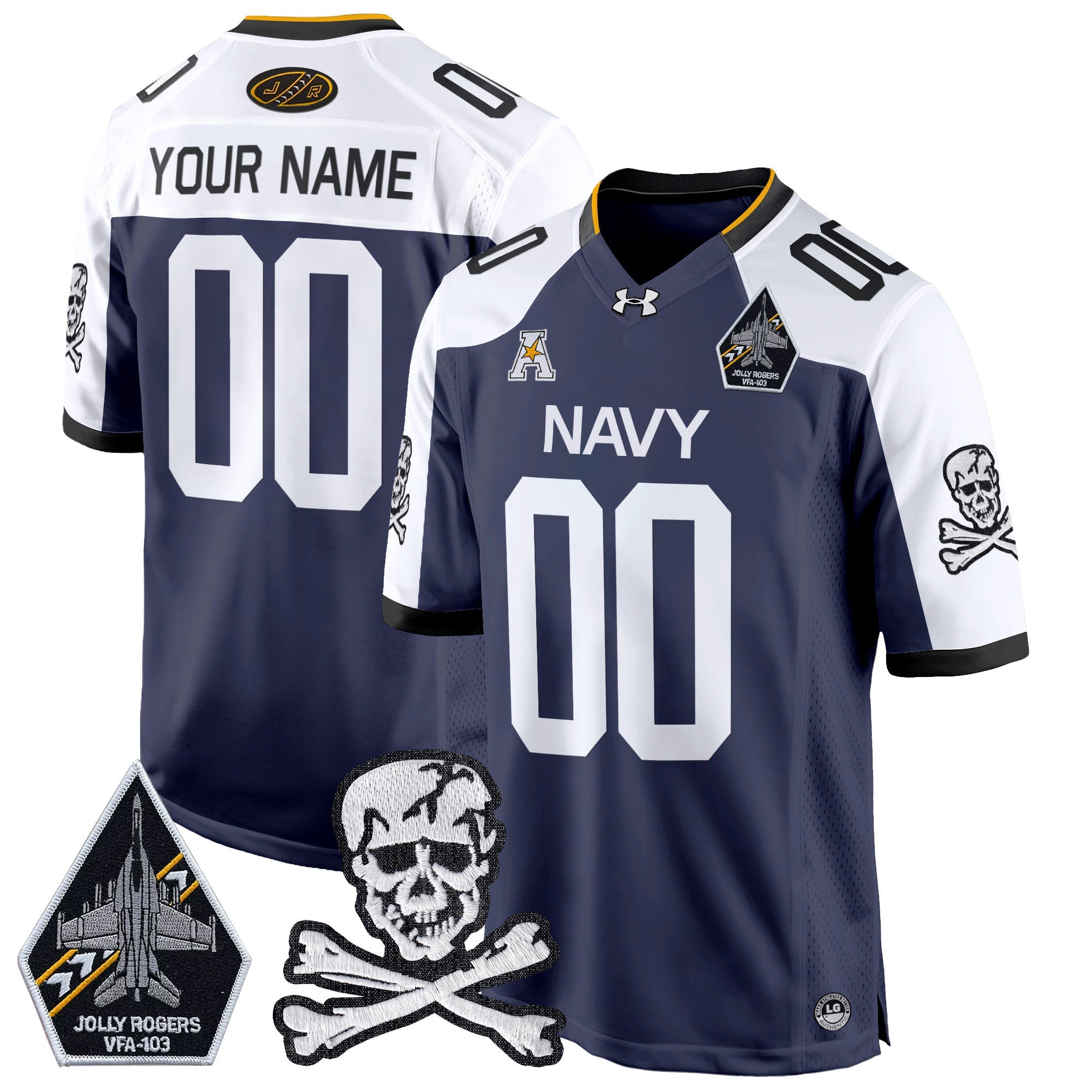 Custom Navy Midshipmen 2024 Game Jersey - All Stitched