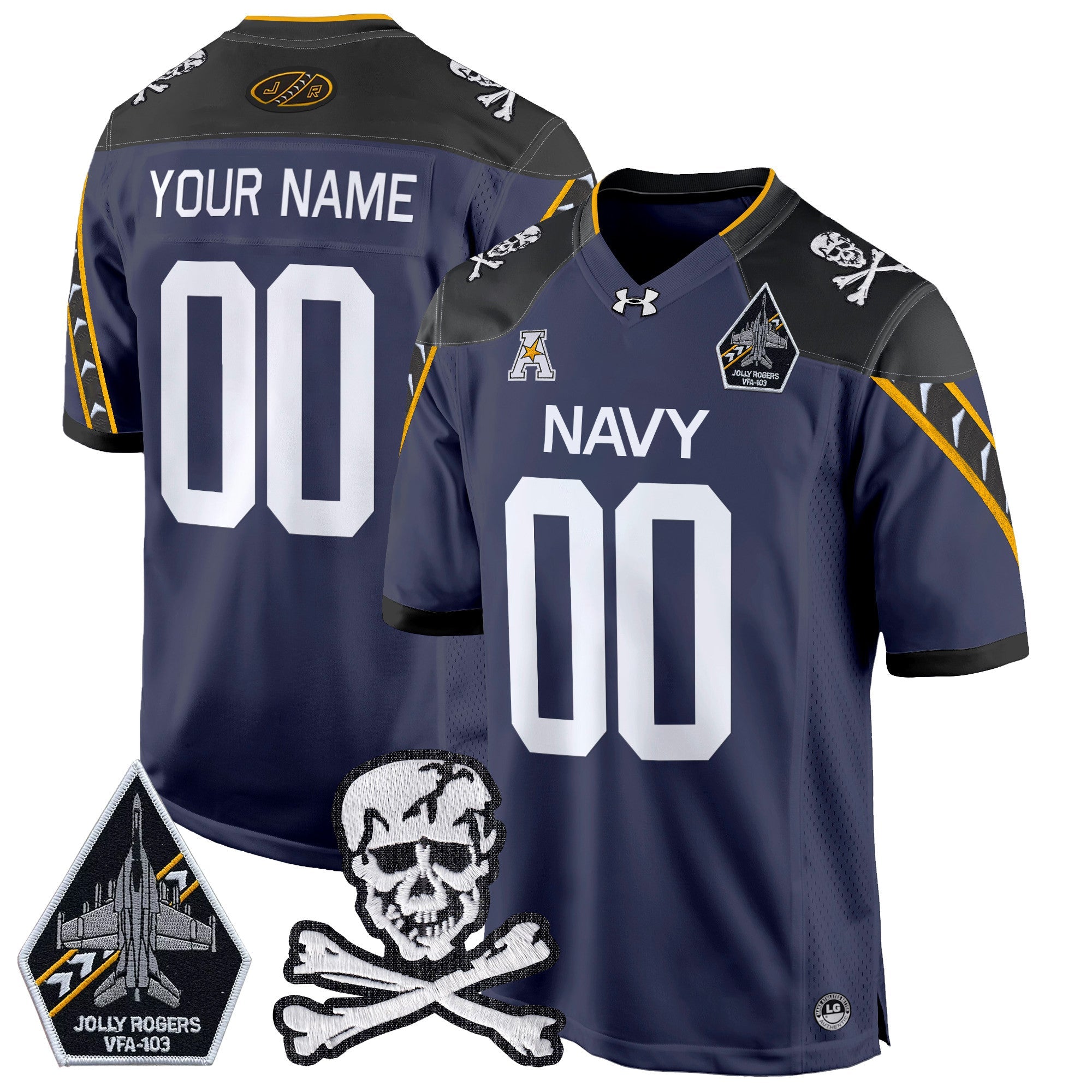 Custom Navy Midshipmen 2024 Game Jersey - All Stitched