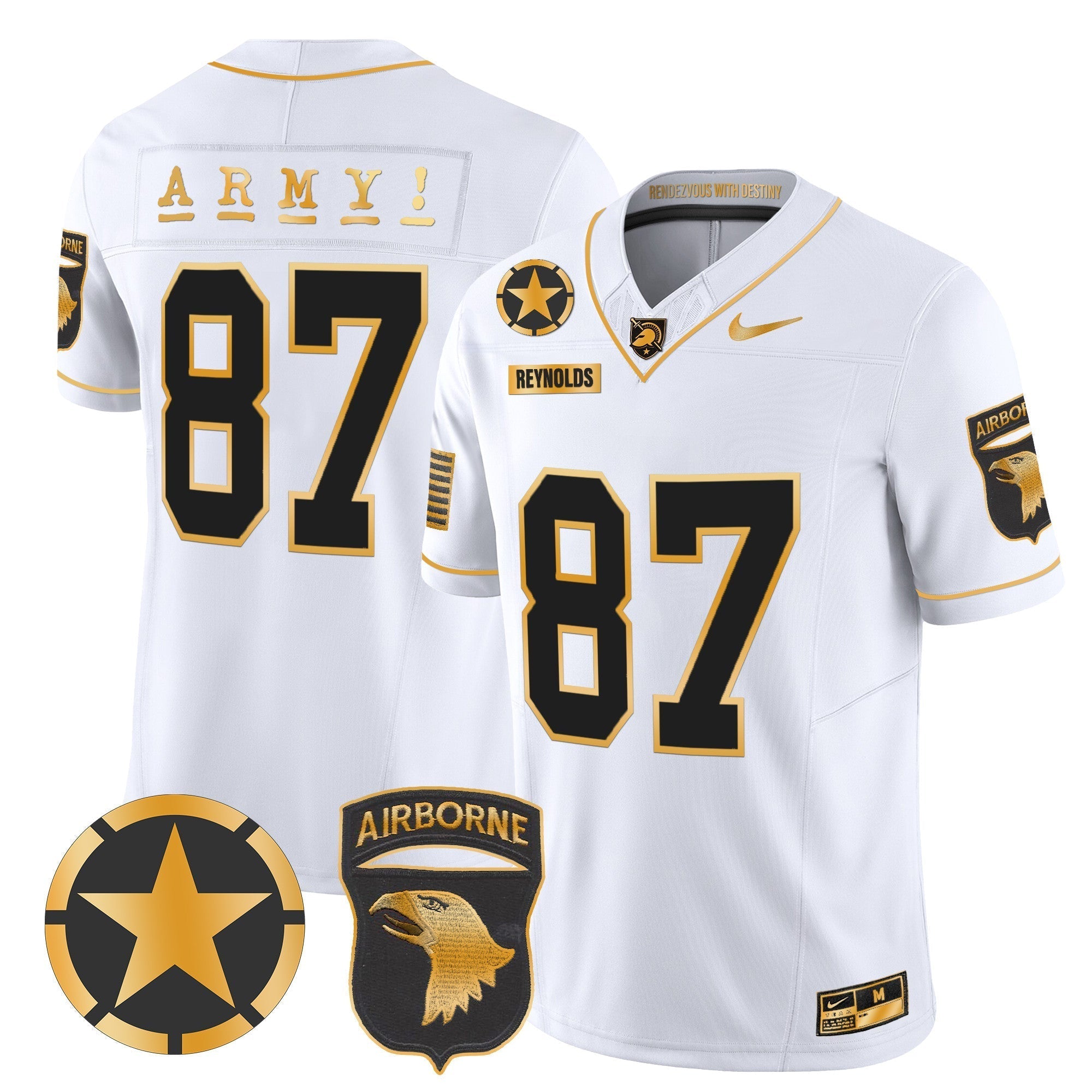 Men Army Black Knights 101st Airborne Division Patch 2024 Gold Vapor Limited Jersey - All Stitched