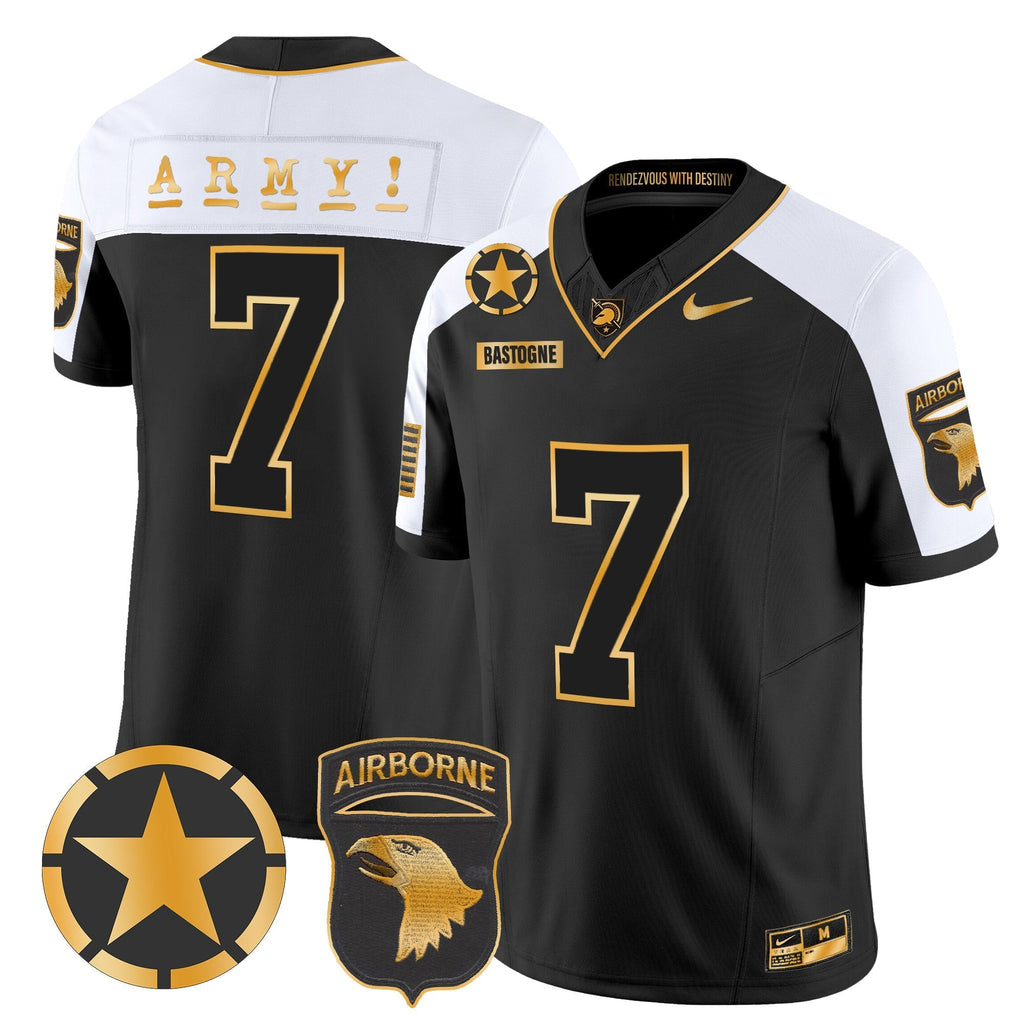 Men Army Black Knights 101st Airborne Division Patch 2024 Gold Vapor Limited Jersey - All Stitched