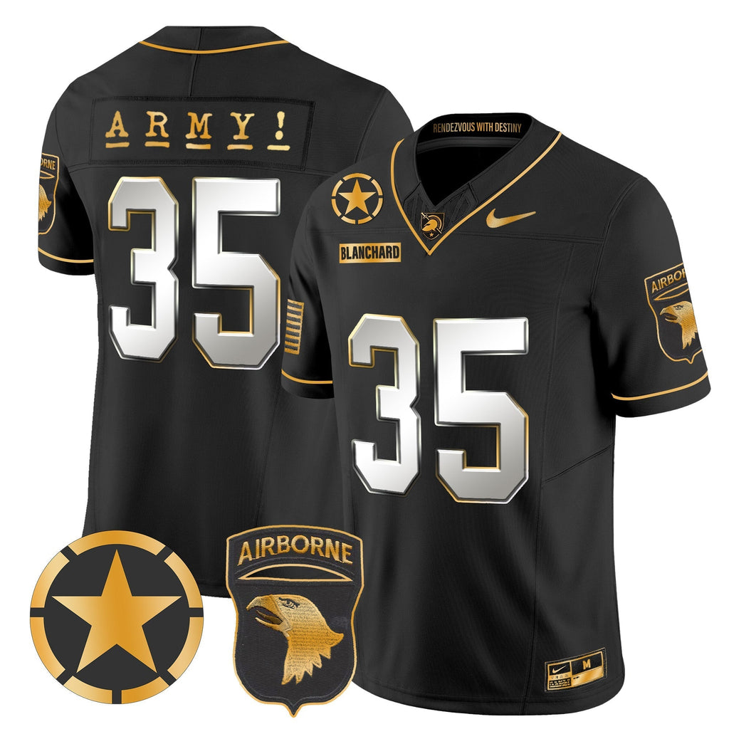 Men Army Black Knights 101st Airborne Division Patch 2024 Gold Vapor Limited Jersey - All Stitched