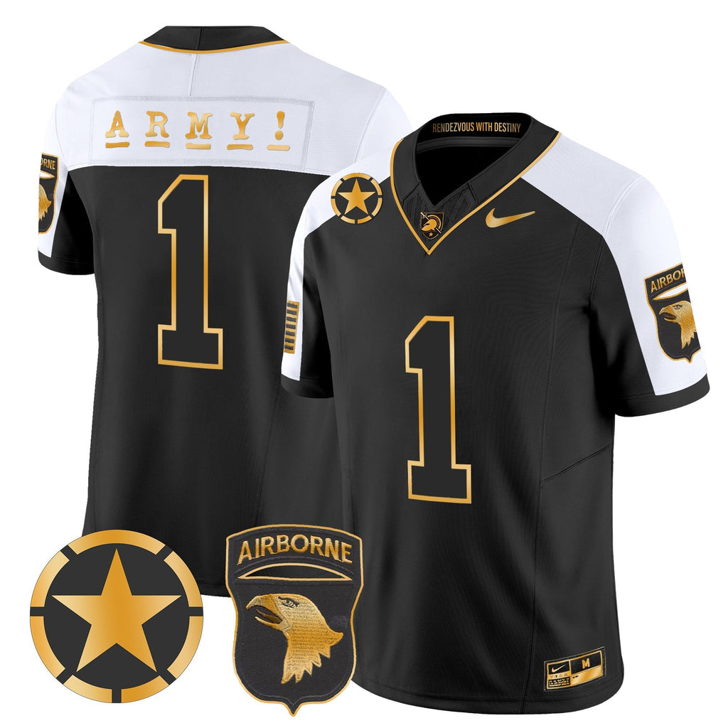 Men Army Black Knights 101st Airborne Division Patch 2024 Gold Vapor Limited Jersey - All Stitched