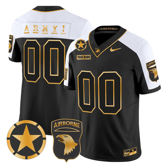 Custom Army Black Knights 101st Airborne Division Patch 2024 Gold Vapor Limited Jersey - All Stitched