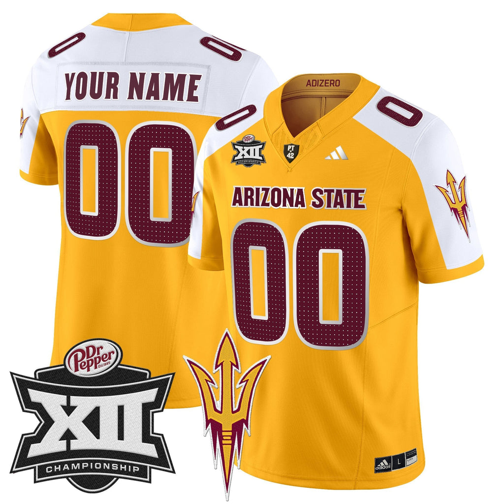 Custom Sun Devils 2024 Big 12 Championship Patch Vapor Limited Jersey V2 - All Stitched