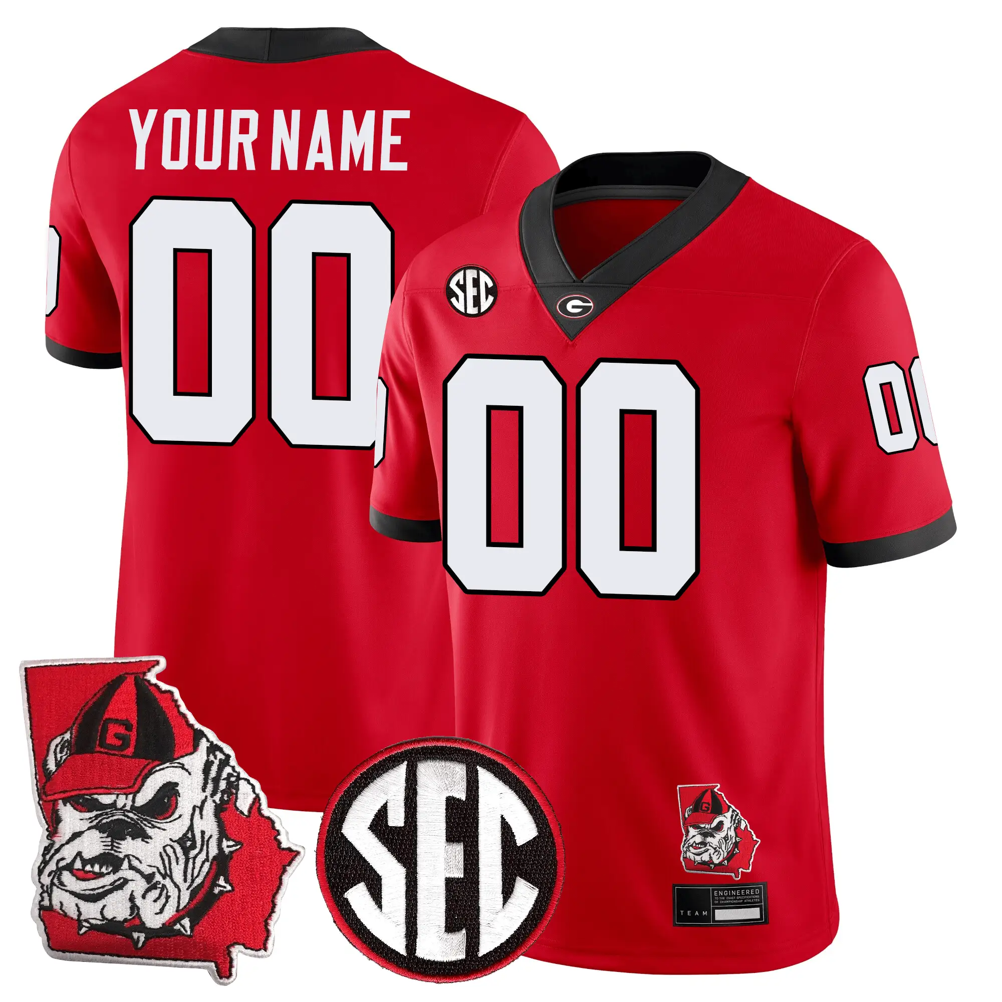 Men Georgia Bulldogs Football 24/25 Jersey - Georgia State Map Patch