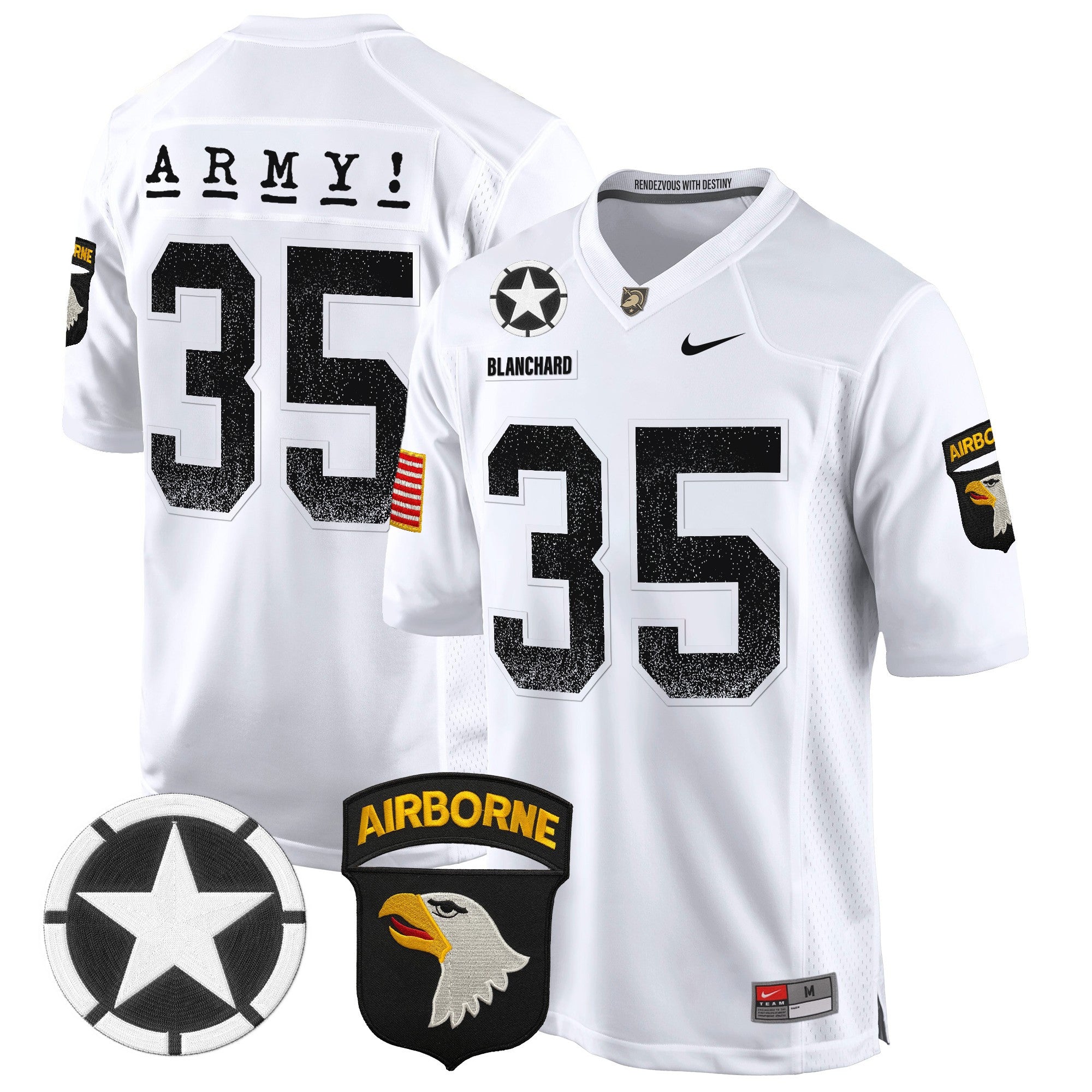 Men Army Black Knights 101st Airborne Division Patch 2024 Game Jersey - All Stitched