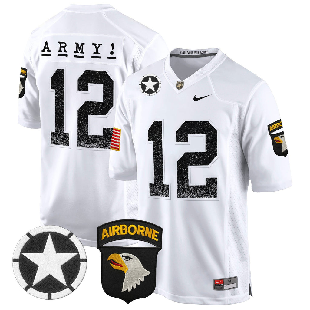 Men Army Black Knights 101st Airborne Division Patch 2024 Game Jersey - All Stitched