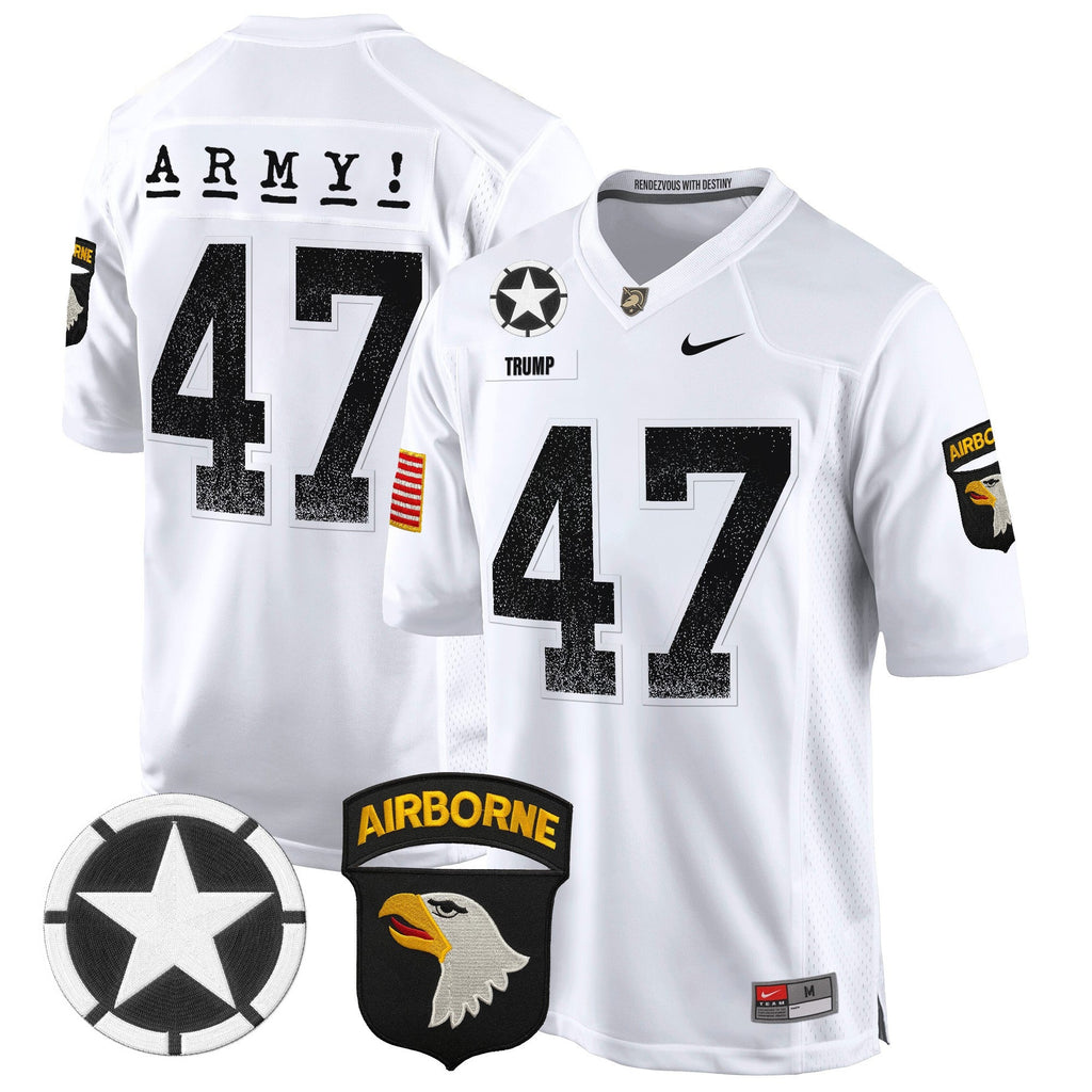 Men Army Black Knights 101st Airborne Division Patch 2024 Game Jersey - All Stitched