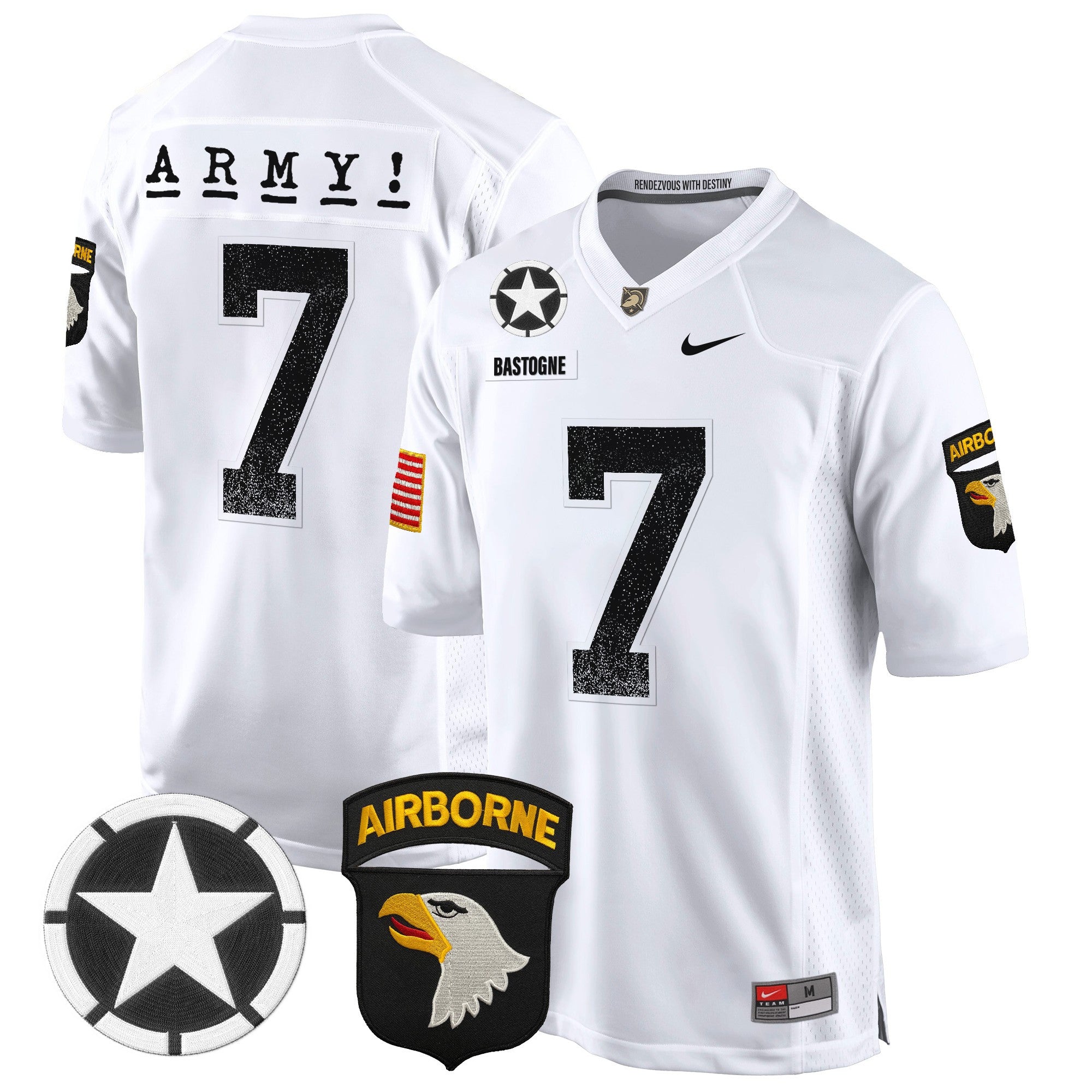 Men Army Black Knights 101st Airborne Division Patch 2024 Game Jersey - All Stitched
