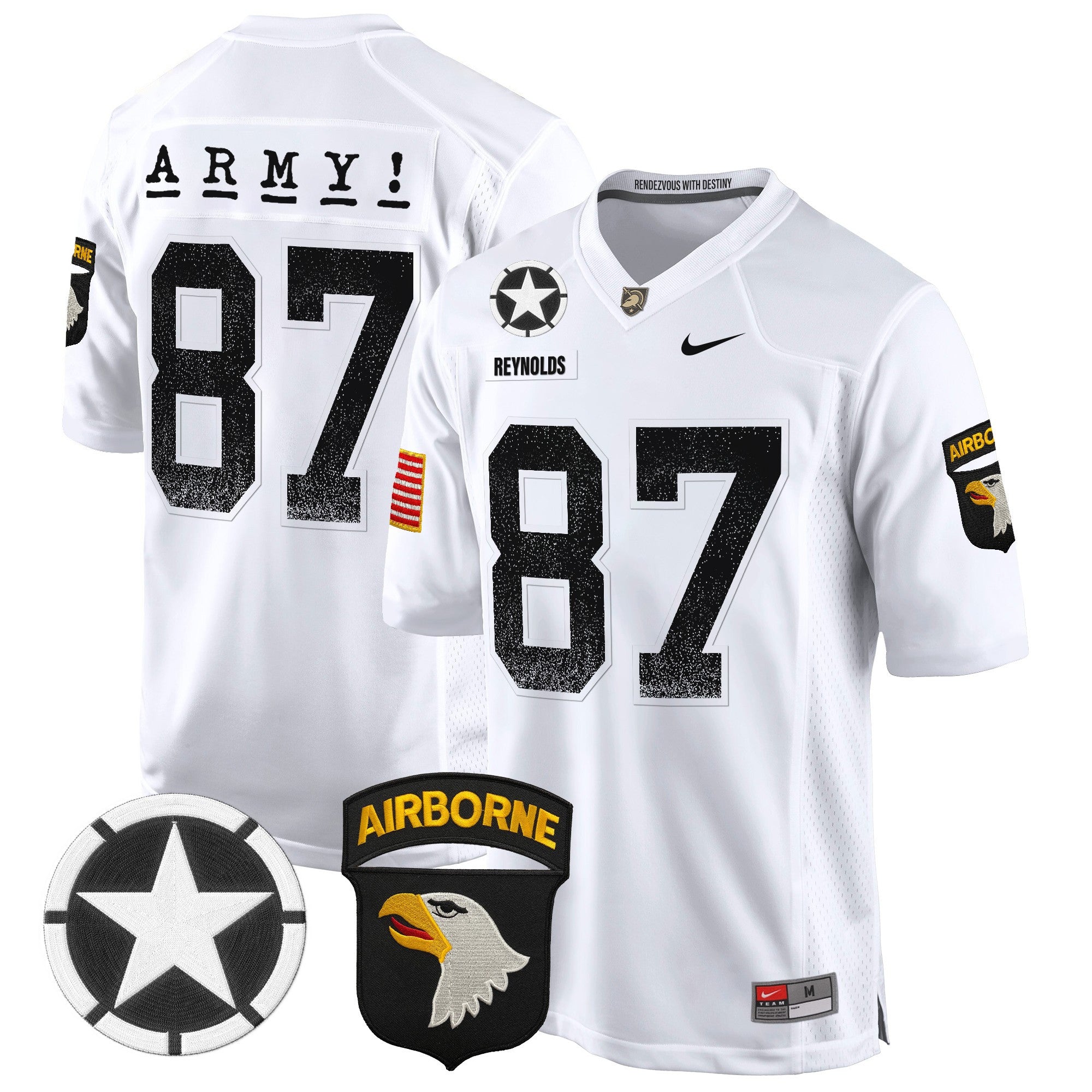 Men Army Black Knights 101st Airborne Division Patch 2024 Game Jersey - All Stitched