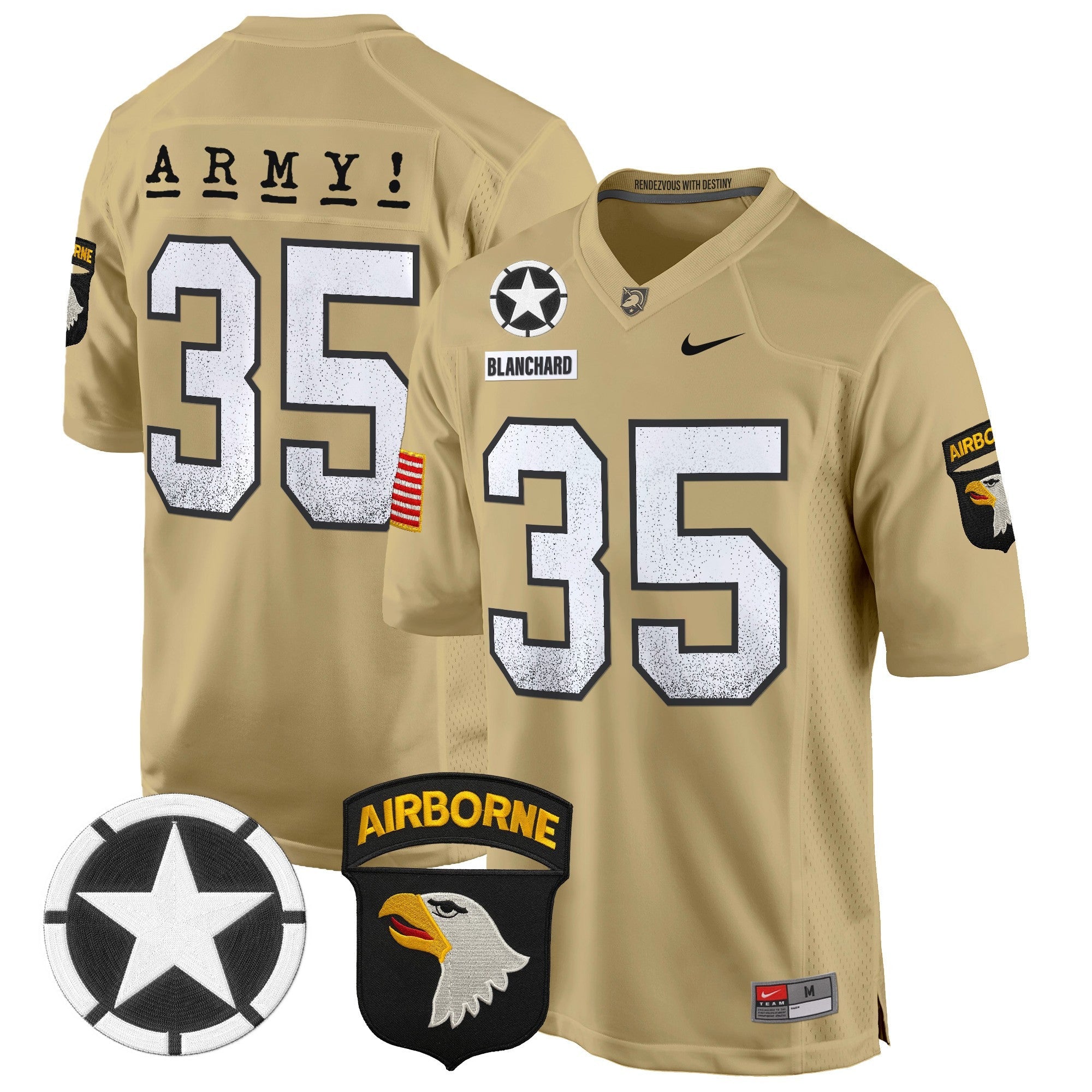 Men Army Black Knights 101st Airborne Division Patch 2024 Game Jersey - All Stitched