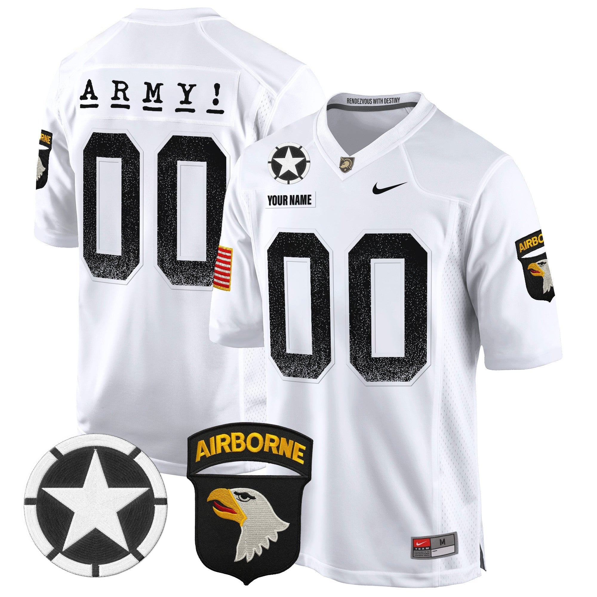 Custom Army Black Knights 101st Airborne Division Patch 2024 Game Jersey - All Stitched