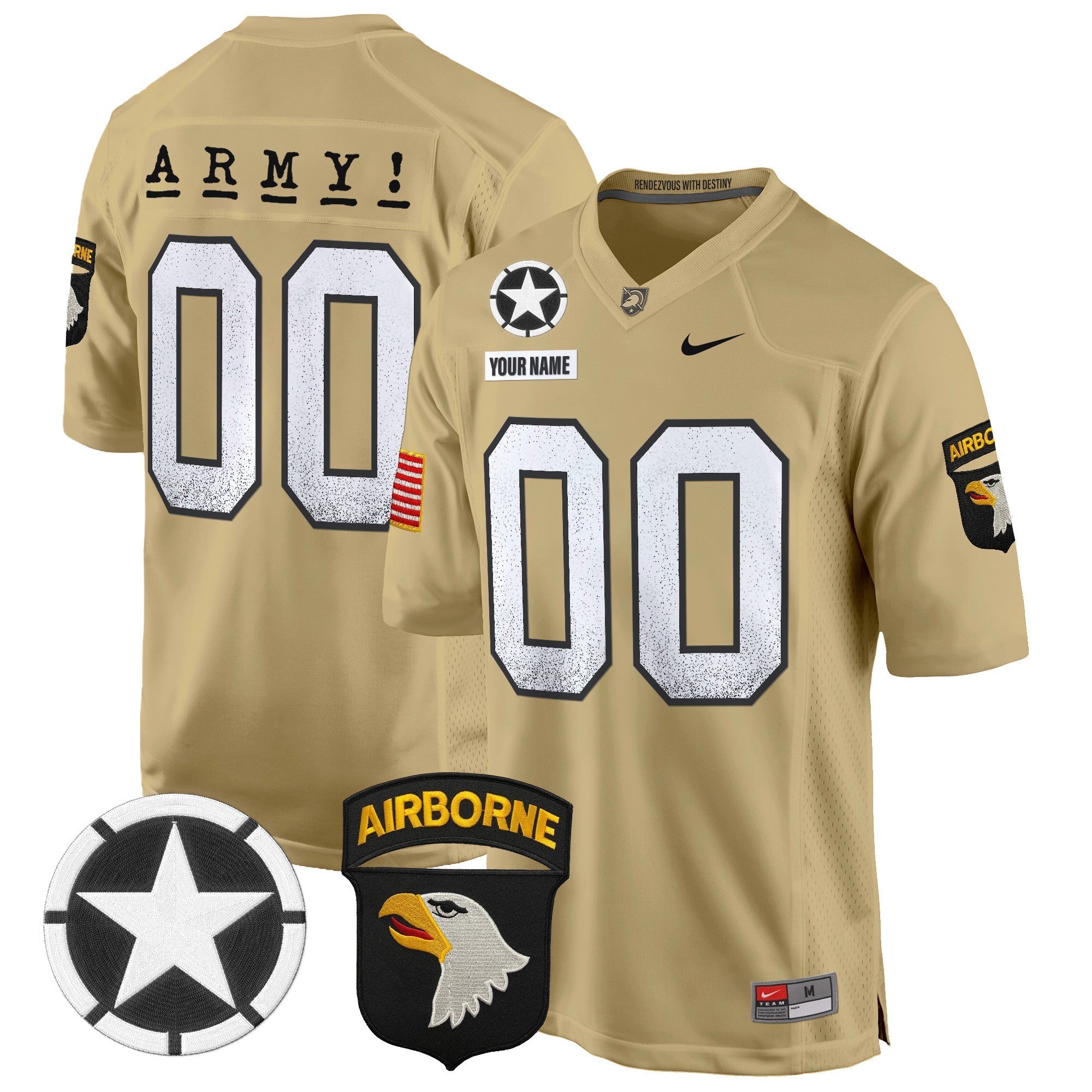 Custom Army Black Knights 101st Airborne Division Patch 2024 Game Jersey - All Stitched