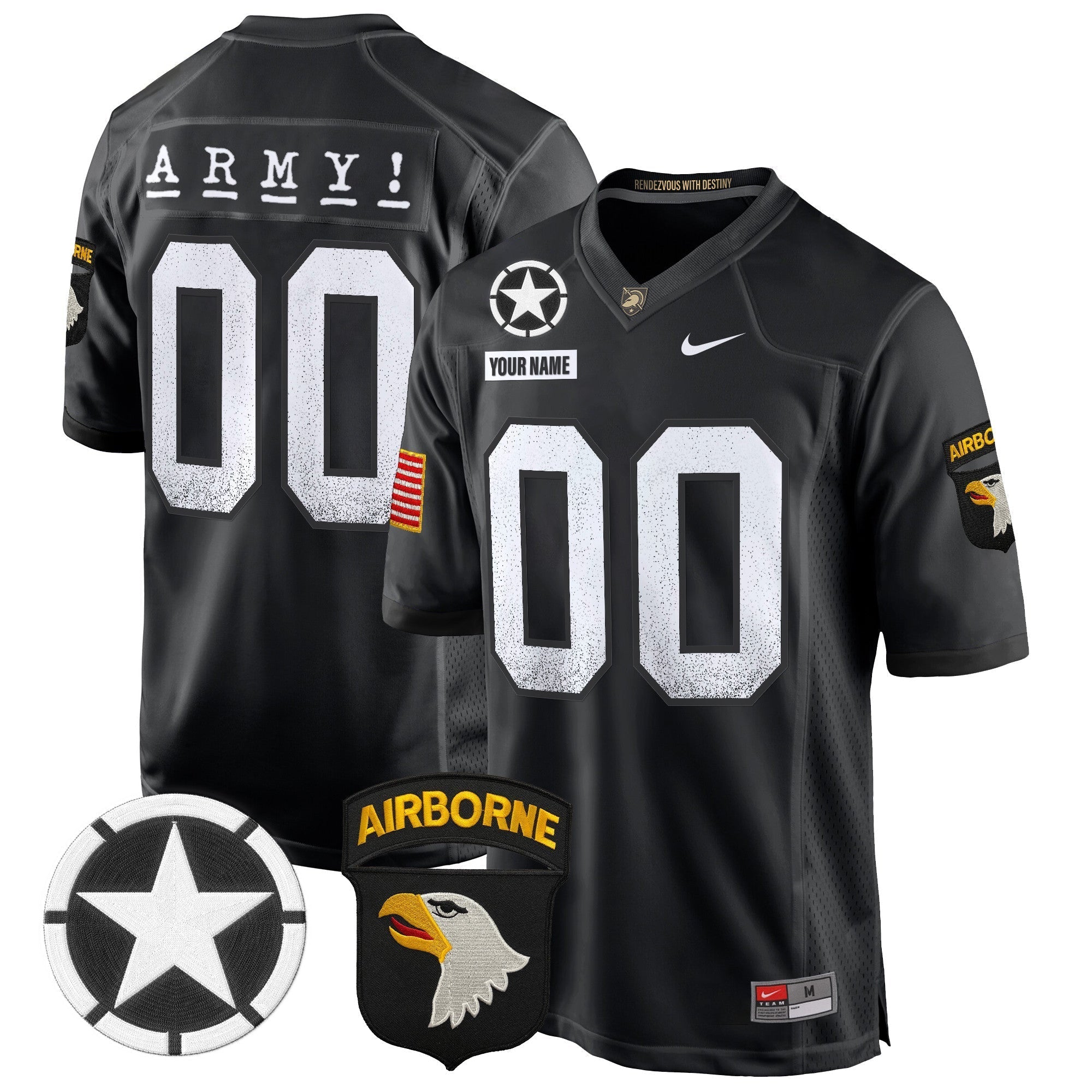 Custom Army Black Knights 101st Airborne Division Patch 2024 Game Jersey - All Stitched
