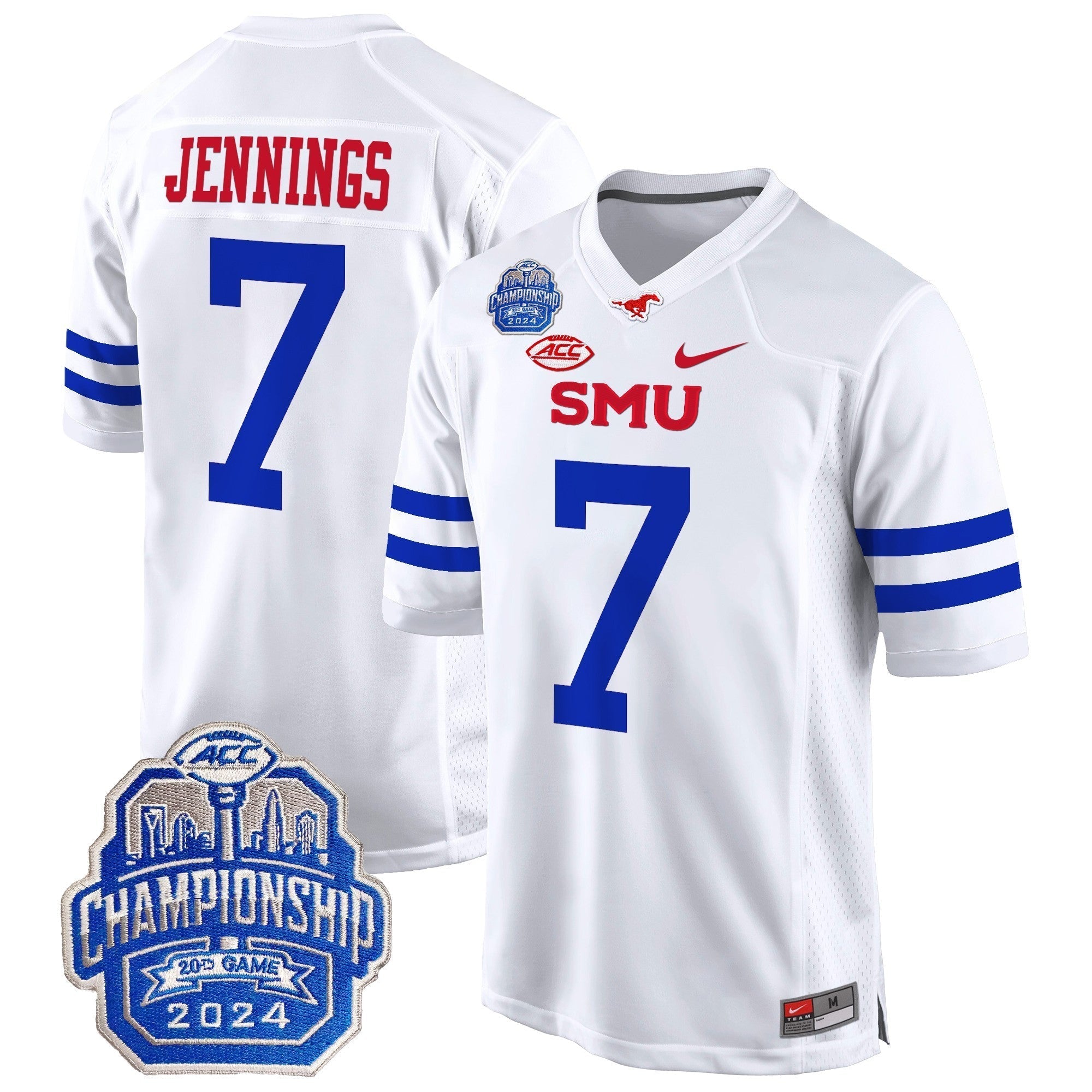 Men SMU Mustangs 2024 ACC Championship Patch Game Jersey - All Stitched