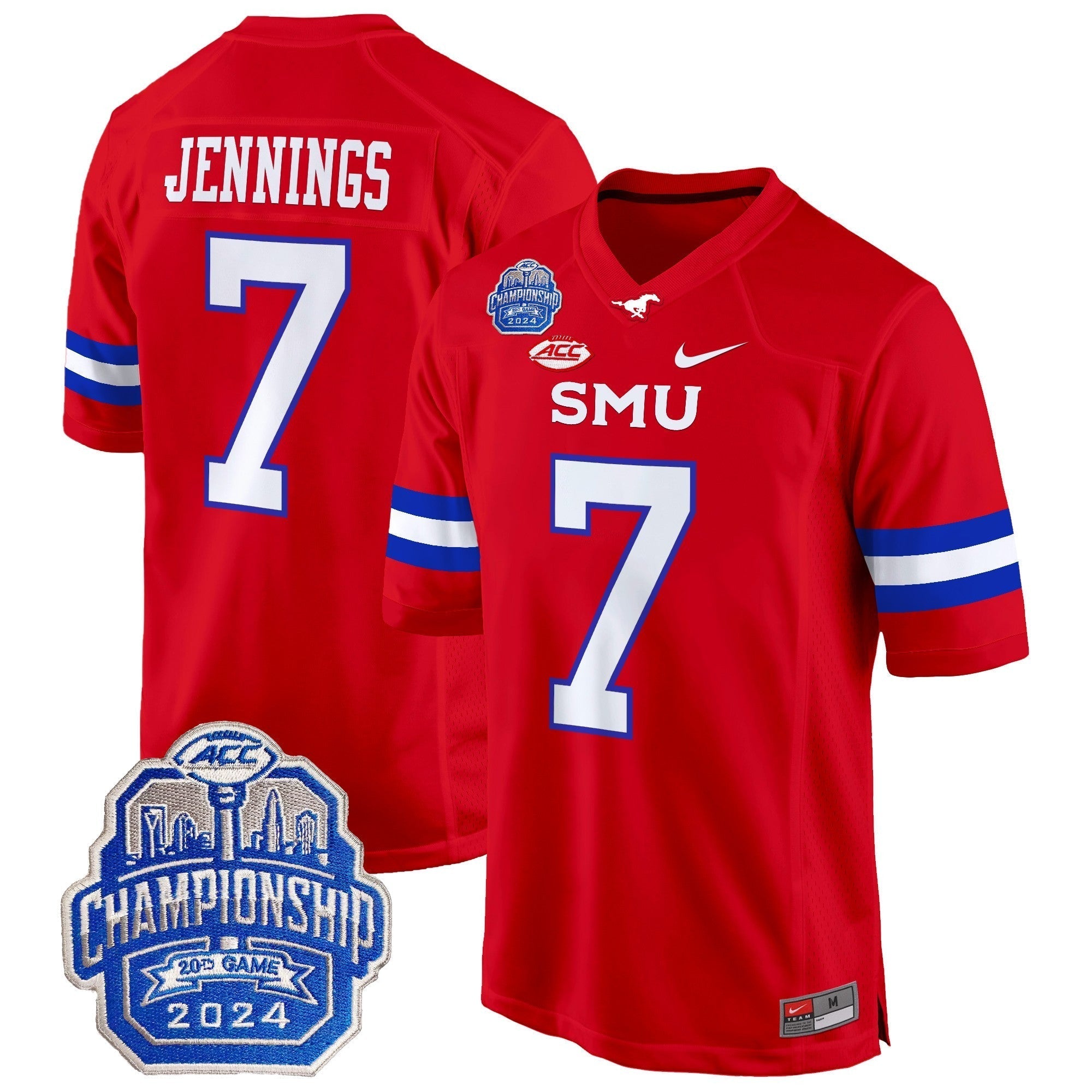 Men SMU Mustangs 2024 ACC Championship Patch Game Jersey - All Stitched