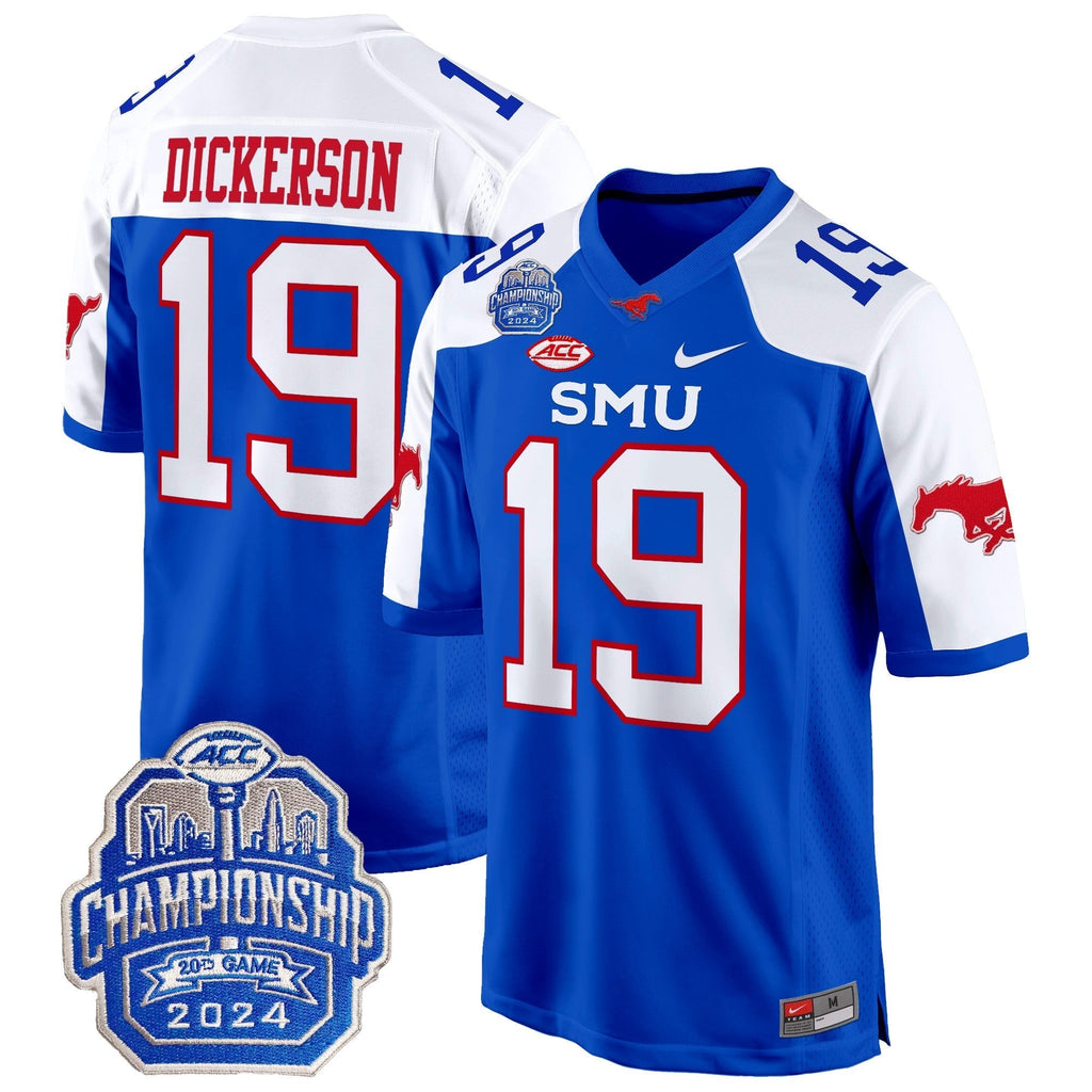Men SMU Mustangs 2024 ACC Championship Patch Game Jersey - All Stitched