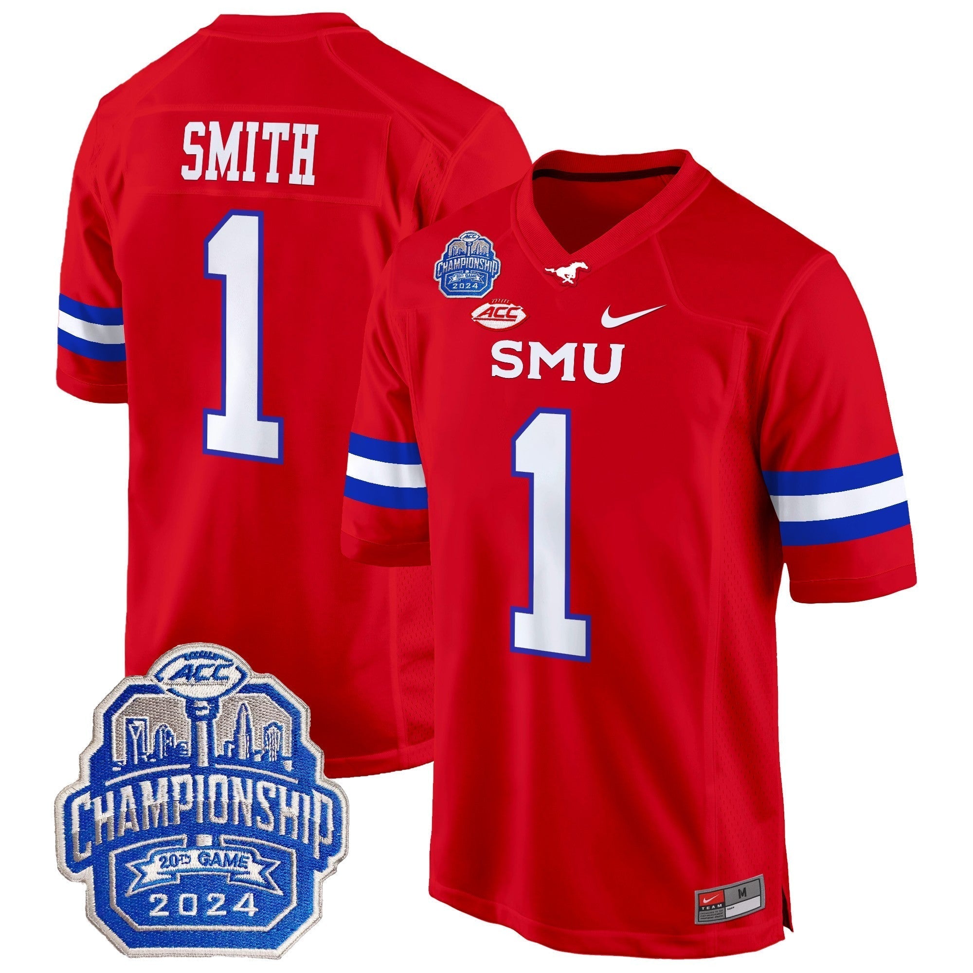 Men SMU Mustangs 2024 ACC Championship Patch Game Jersey - All Stitched