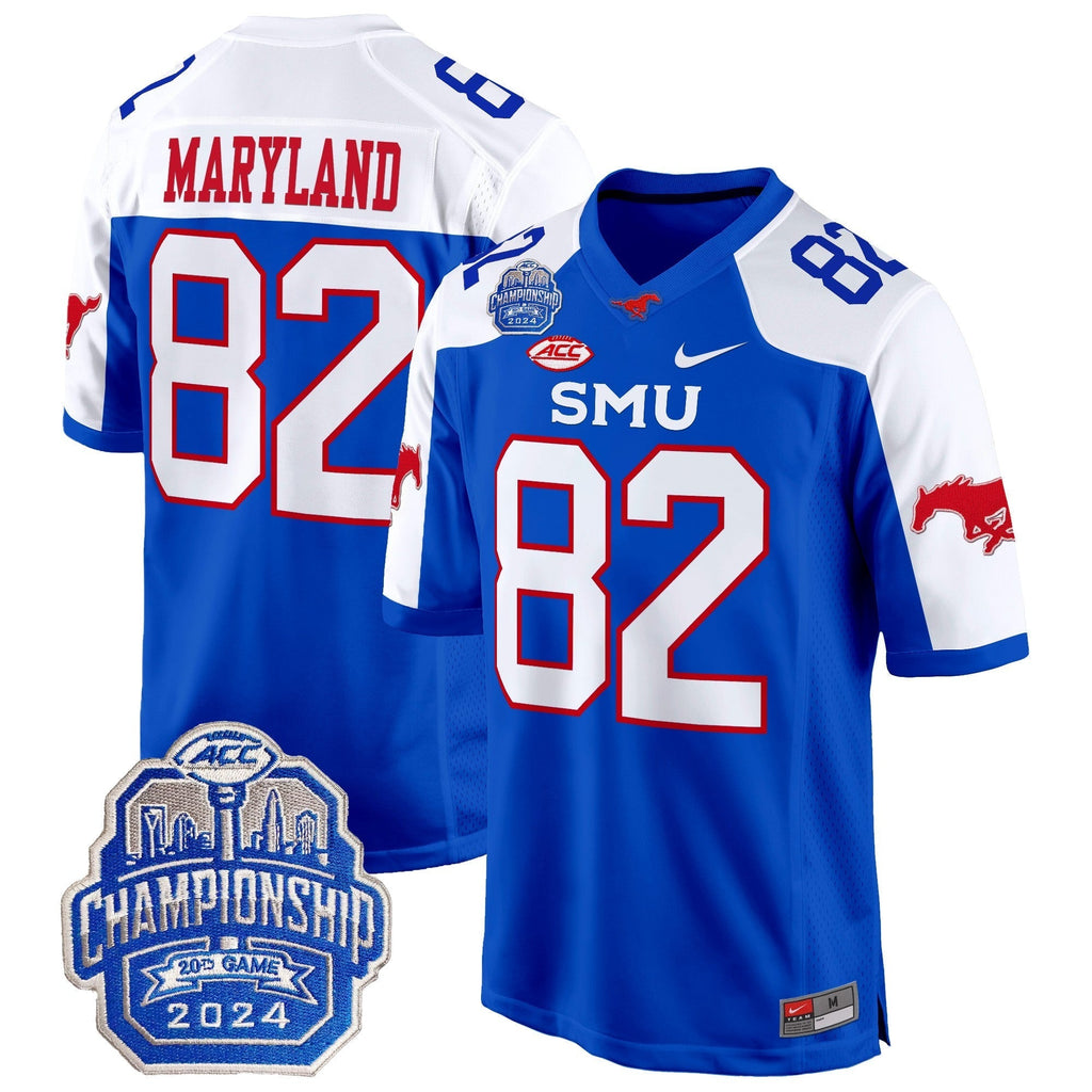 Men SMU Mustangs 2024 ACC Championship Patch Game Jersey - All Stitched