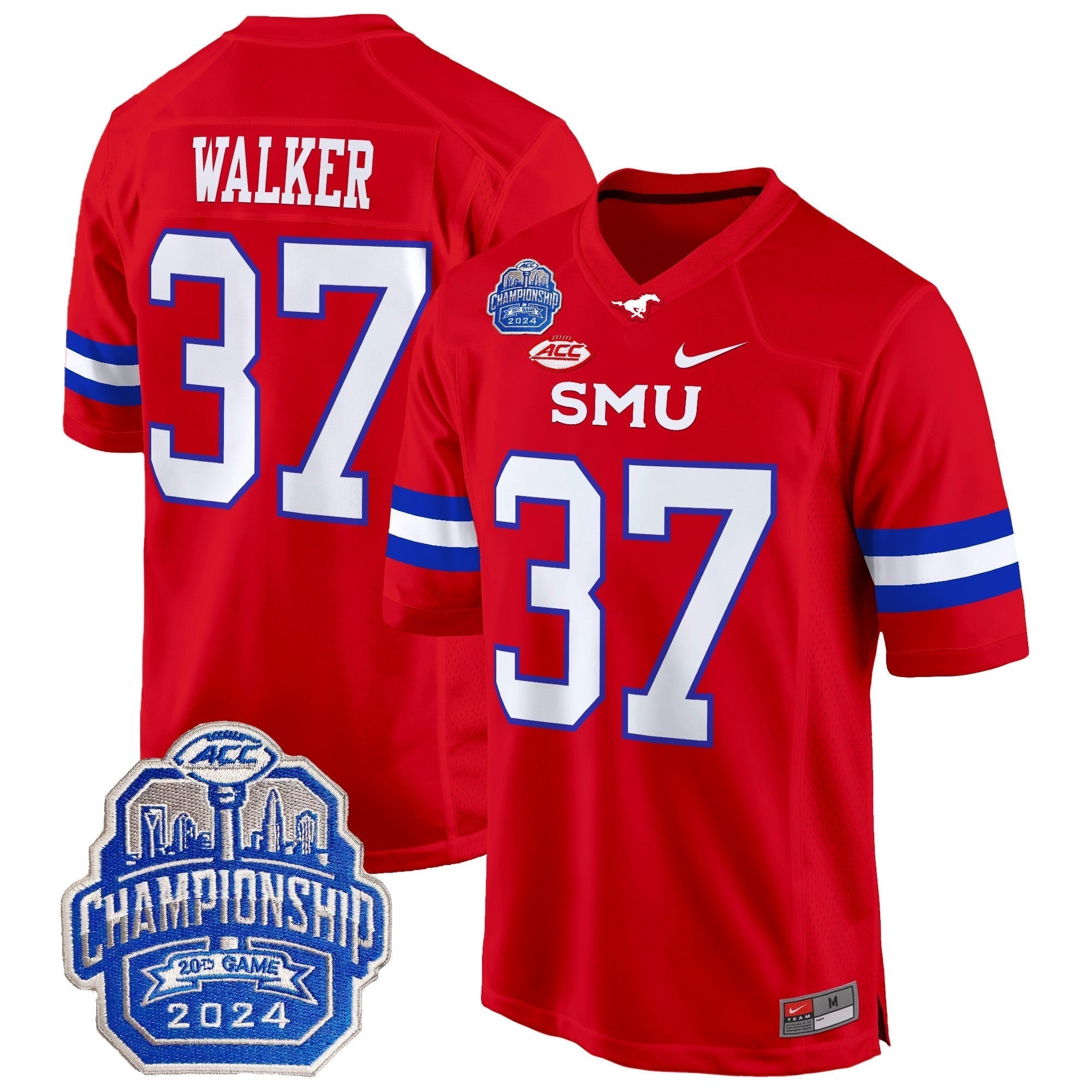 Men SMU Mustangs 2024 ACC Championship Patch Game Jersey - All Stitched