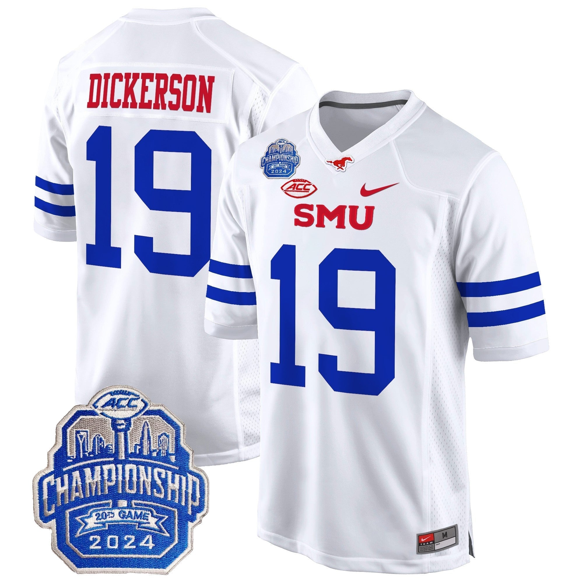 Men SMU Mustangs 2024 ACC Championship Patch Game Jersey - All Stitched