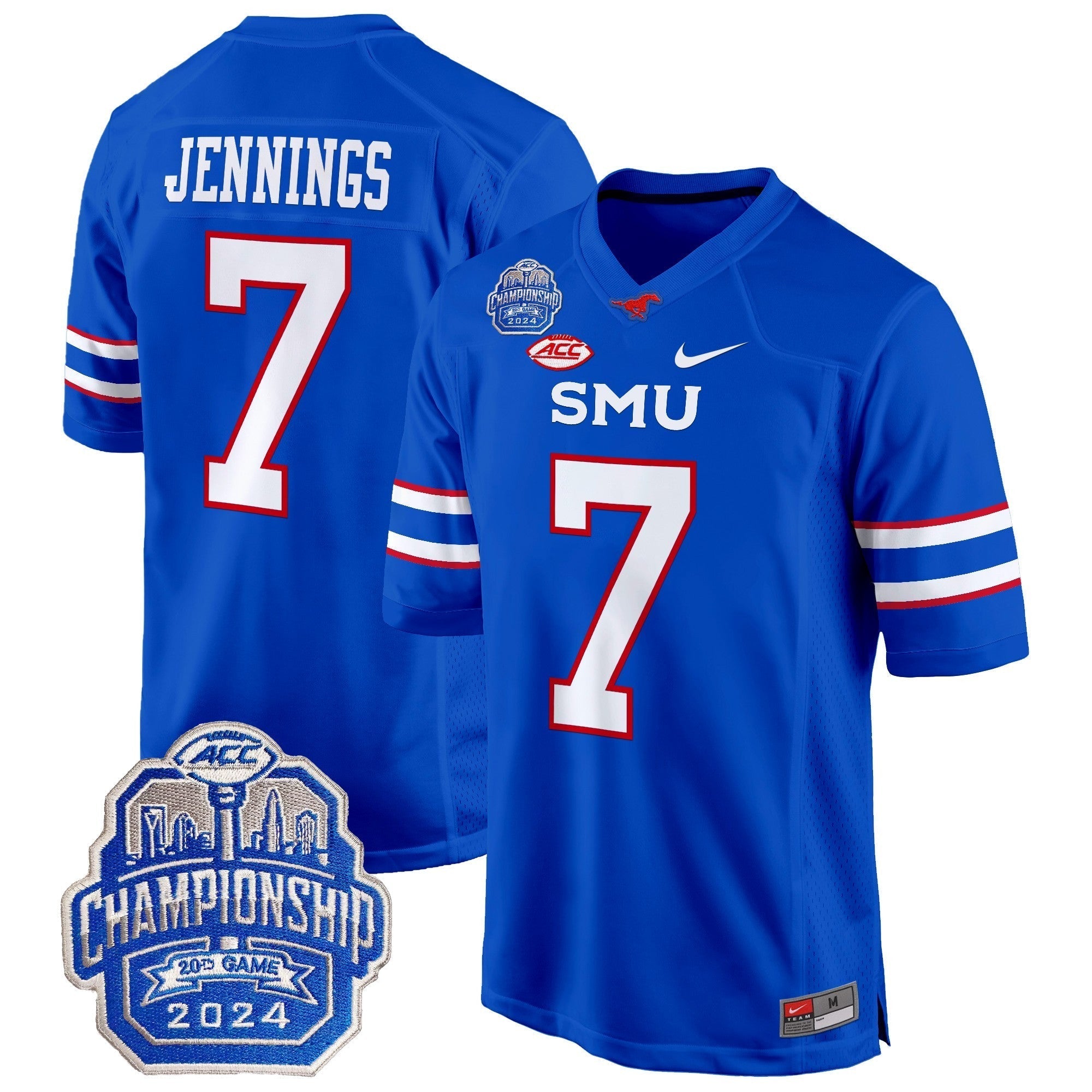 Men SMU Mustangs 2024 ACC Championship Patch Game Jersey - All Stitched