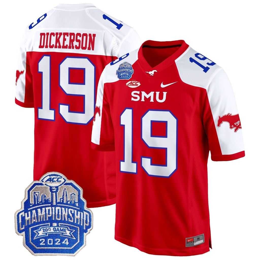 Men SMU Mustangs 2024 ACC Championship Patch Game Jersey - All Stitched