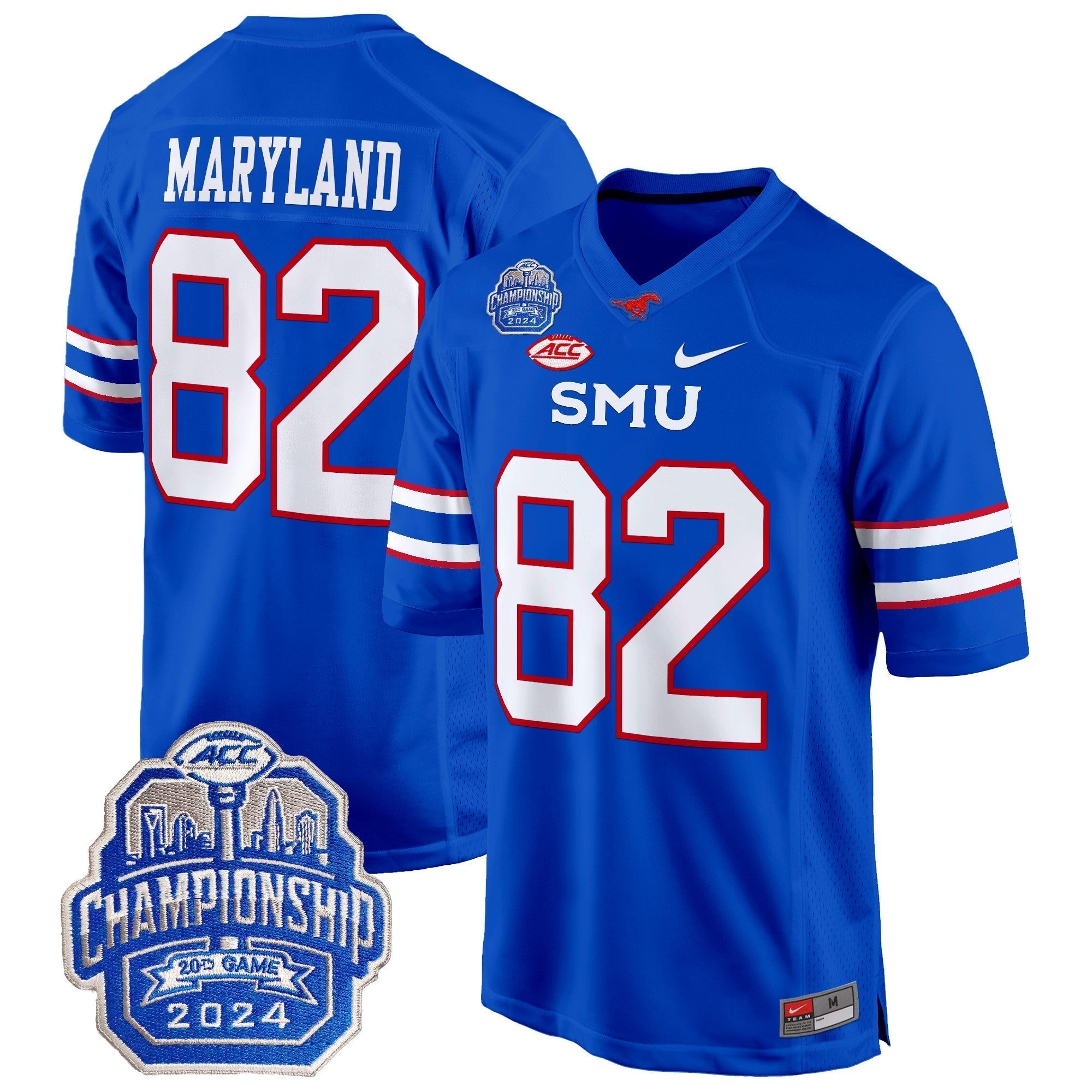 Men SMU Mustangs 2024 ACC Championship Patch Game Jersey - All Stitched
