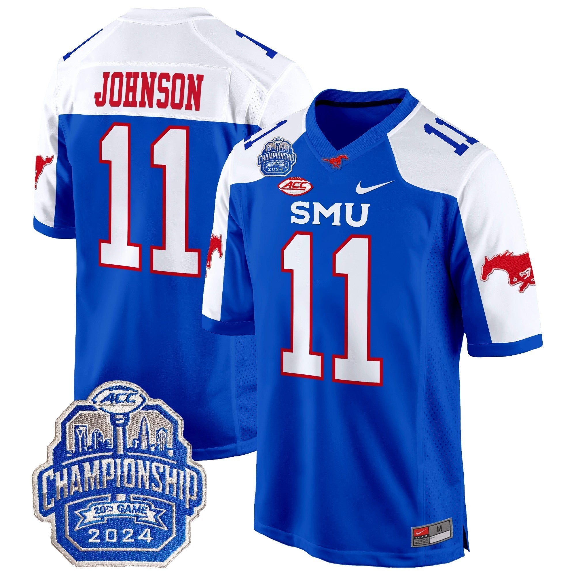 Men SMU Mustangs 2024 ACC Championship Patch Game Jersey - All Stitched