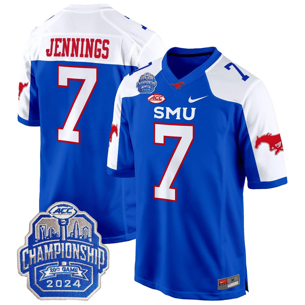 Men SMU Mustangs 2024 ACC Championship Patch Game Jersey - All Stitched