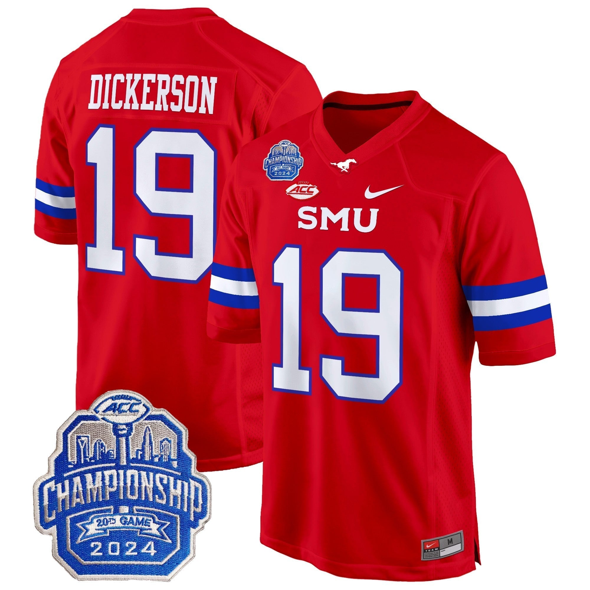Men SMU Mustangs 2024 ACC Championship Patch Game Jersey - All Stitched