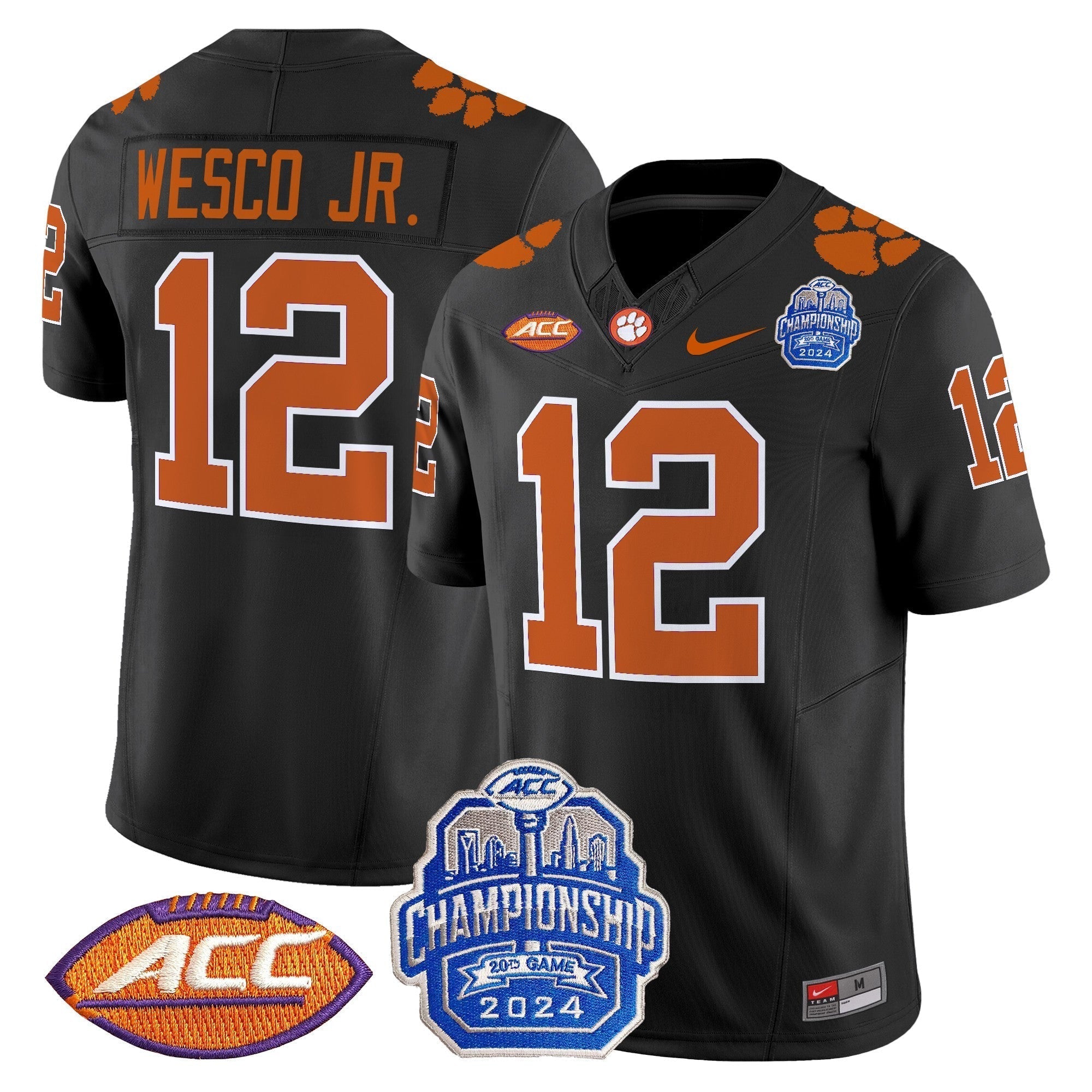 Men Clemson Tigers 2024 ACC Championship Patch Vapor Limited Jersey - All Stitched