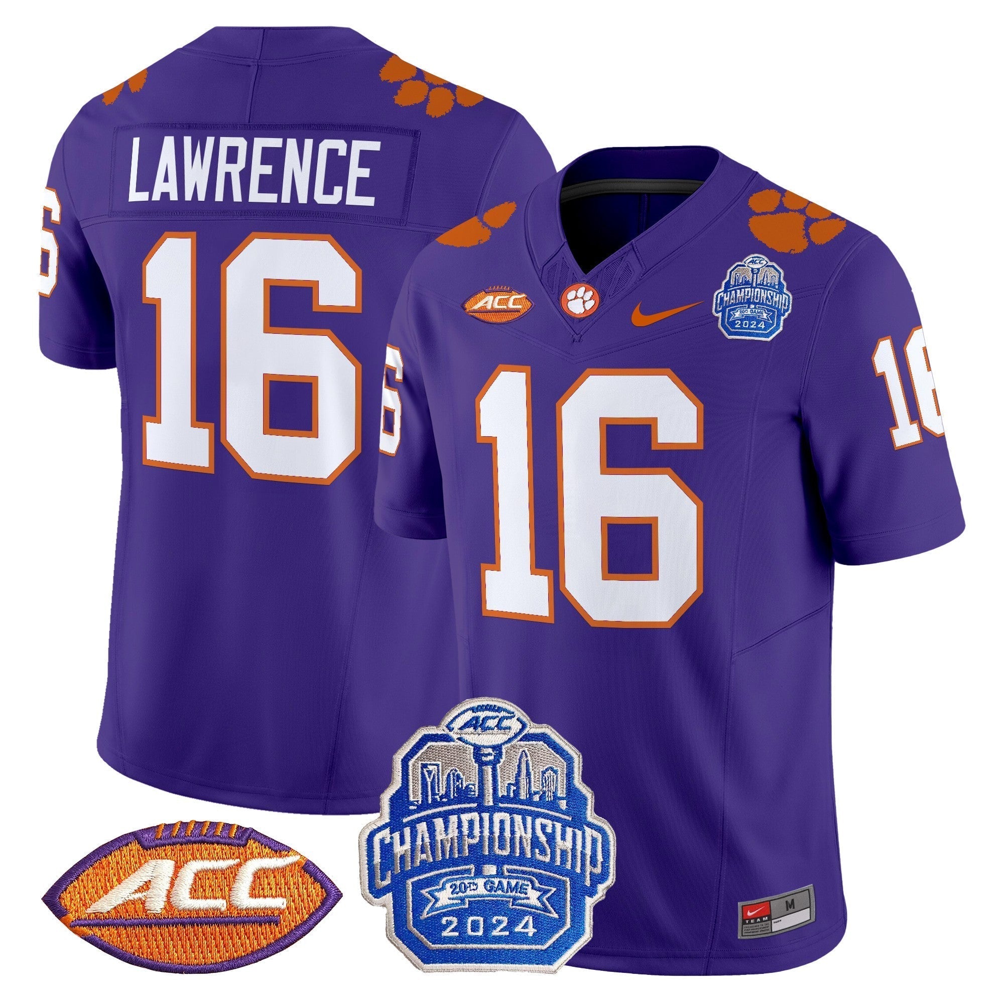 Men Clemson Tigers 2024 ACC Championship Patch Vapor Limited Jersey - All Stitched