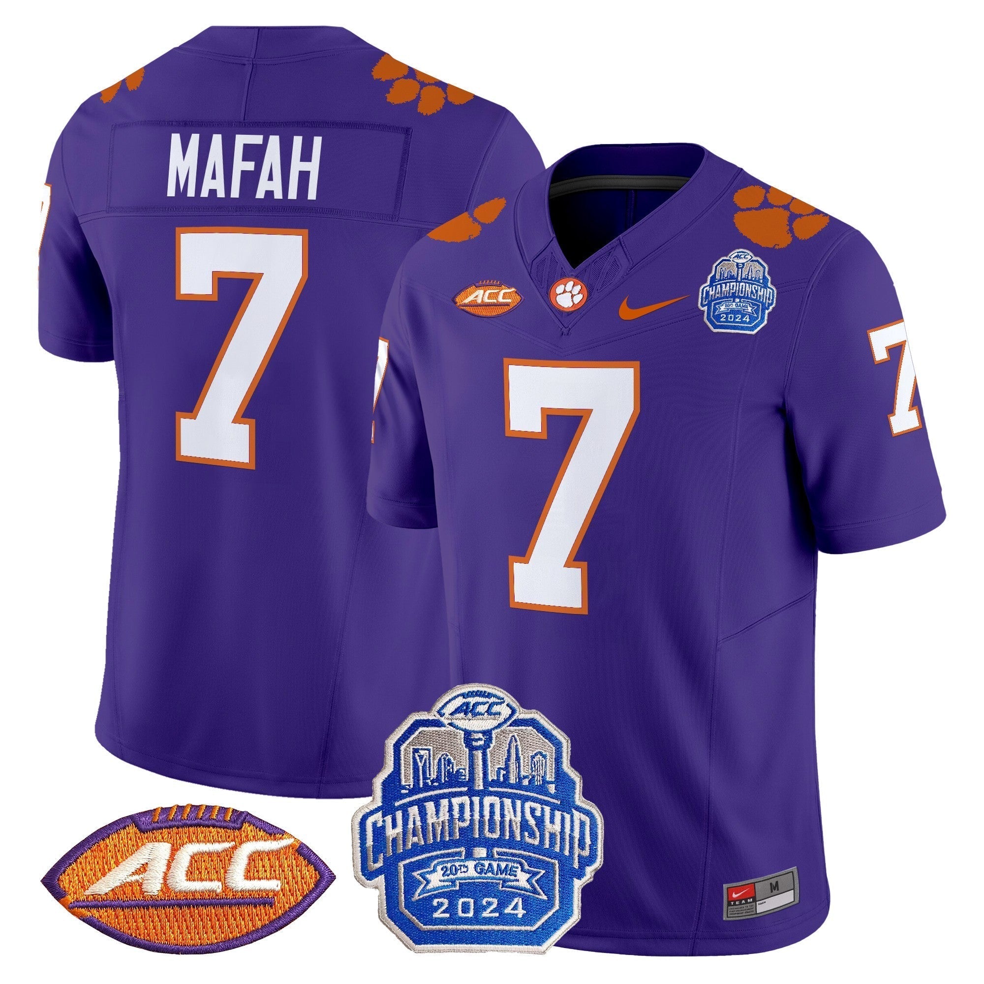 Men Clemson Tigers 2024 ACC Championship Patch Vapor Limited Jersey - All Stitched