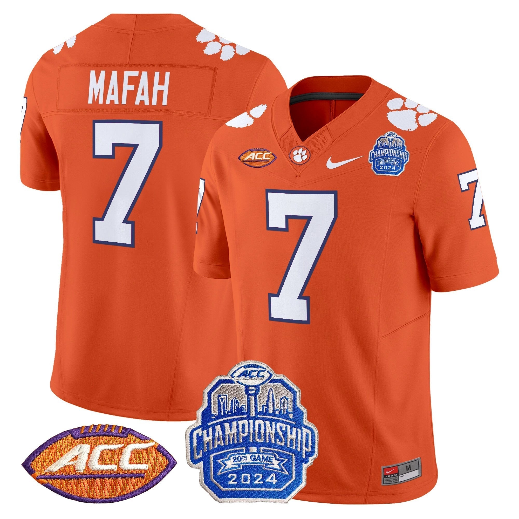 Men Clemson Tigers 2024 ACC Championship Patch Vapor Limited Jersey - All Stitched