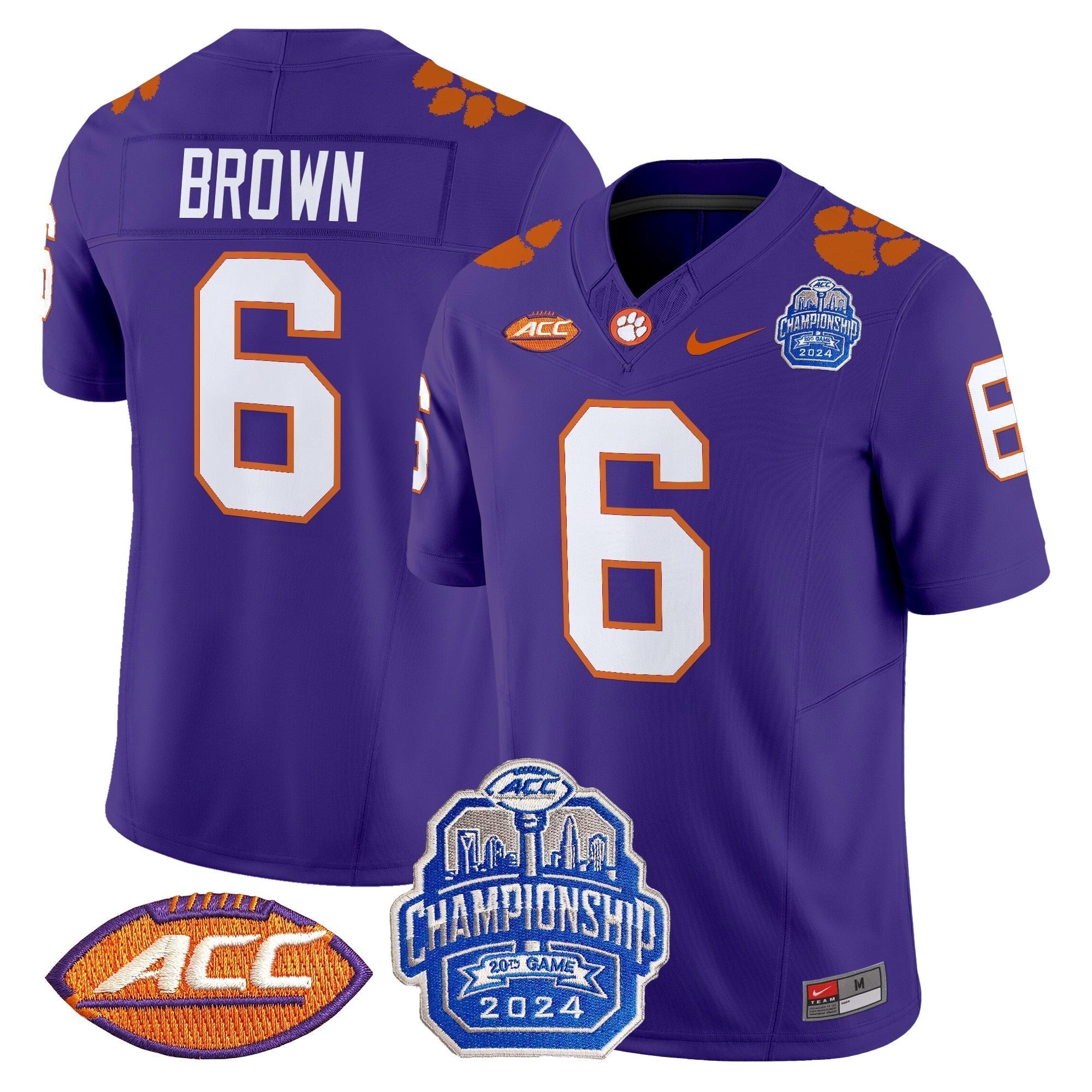 Men Clemson Tigers 2024 ACC Championship Patch Vapor Limited Jersey - All Stitched