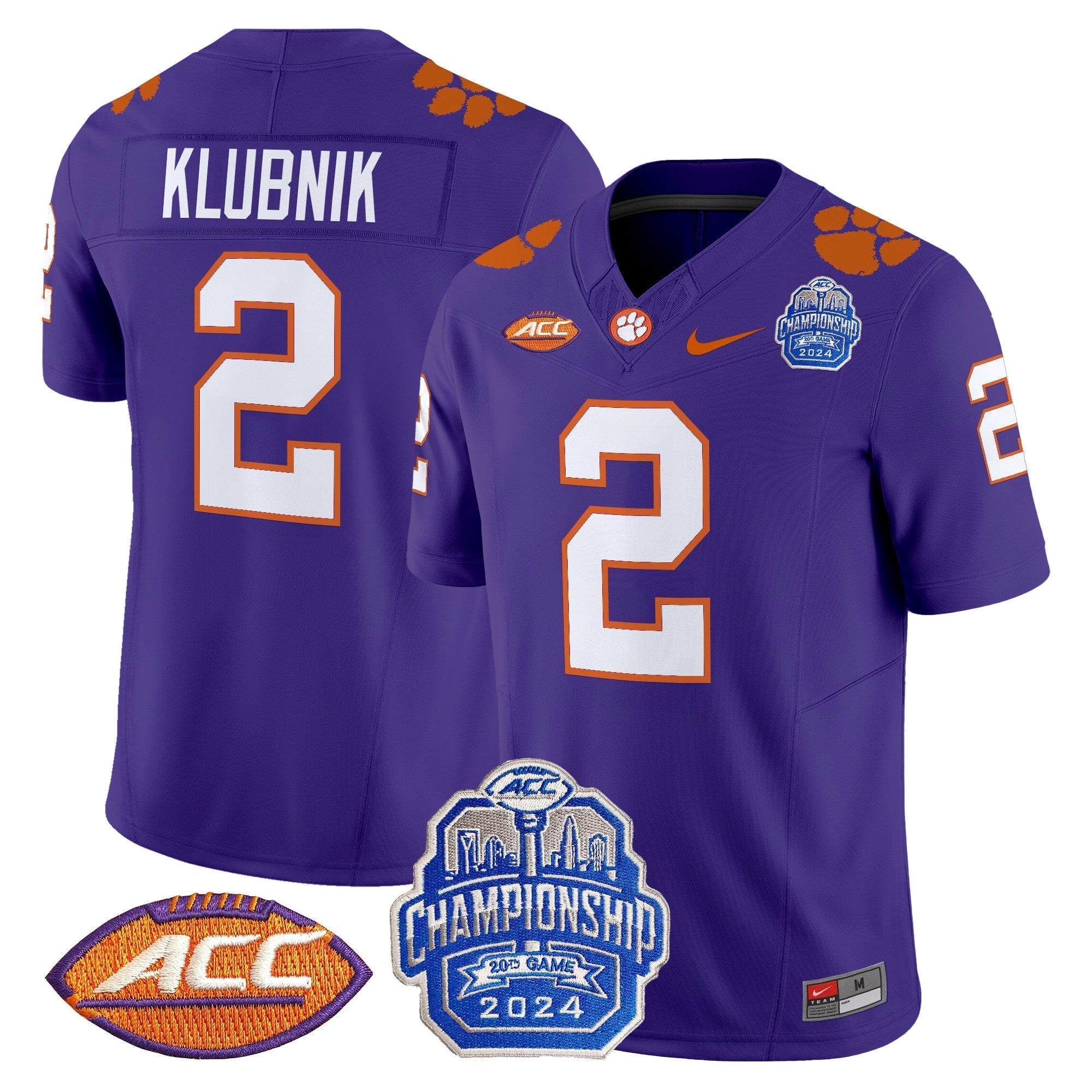 Men Clemson Tigers 2024 ACC Championship Patch Vapor Limited Jersey - All Stitched