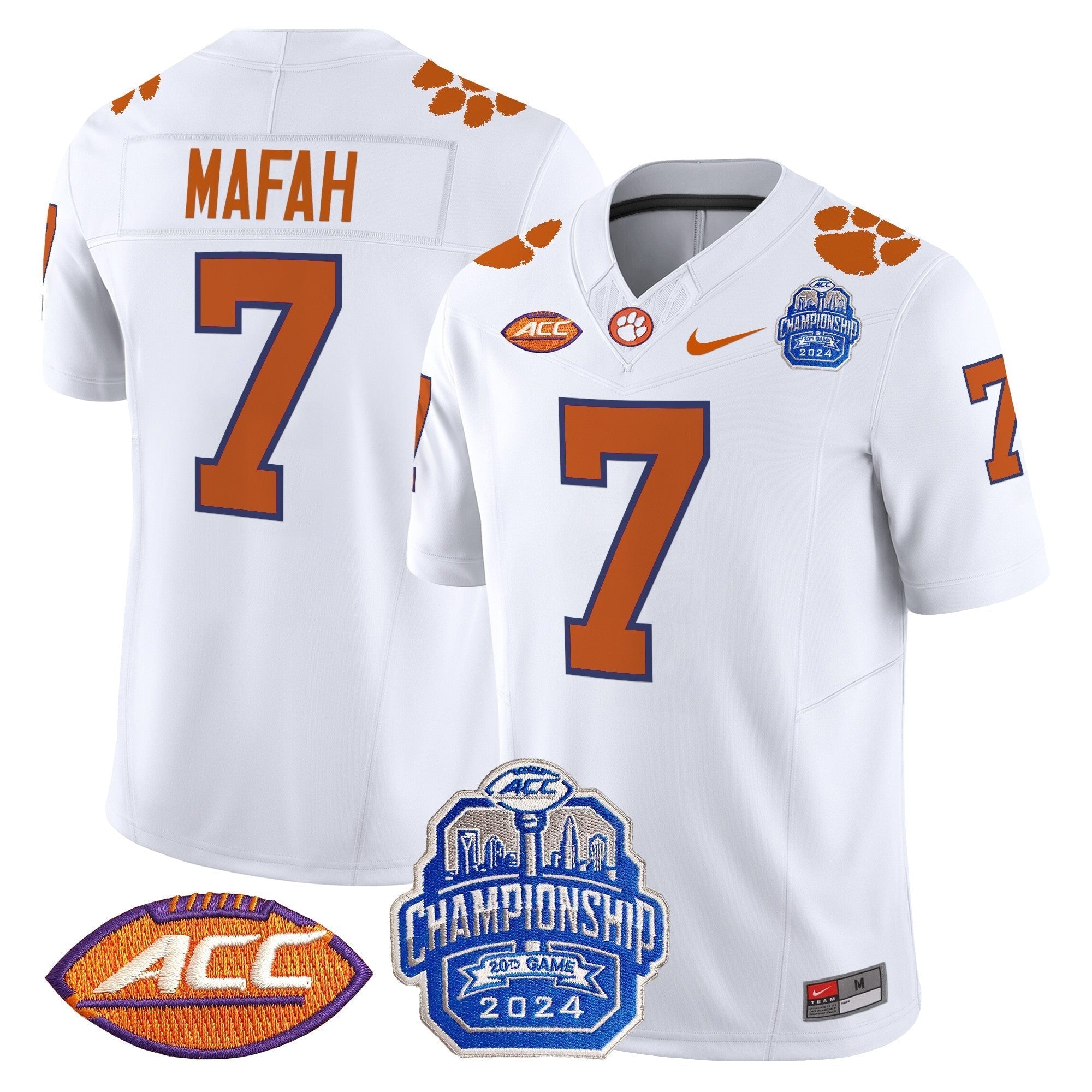 Men Clemson Tigers 2024 ACC Championship Patch Vapor Limited Jersey - All Stitched