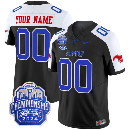 Custom SMU Mustangs 2024 ACC Championship Patch Vapor Limited Jersey - All Stitched