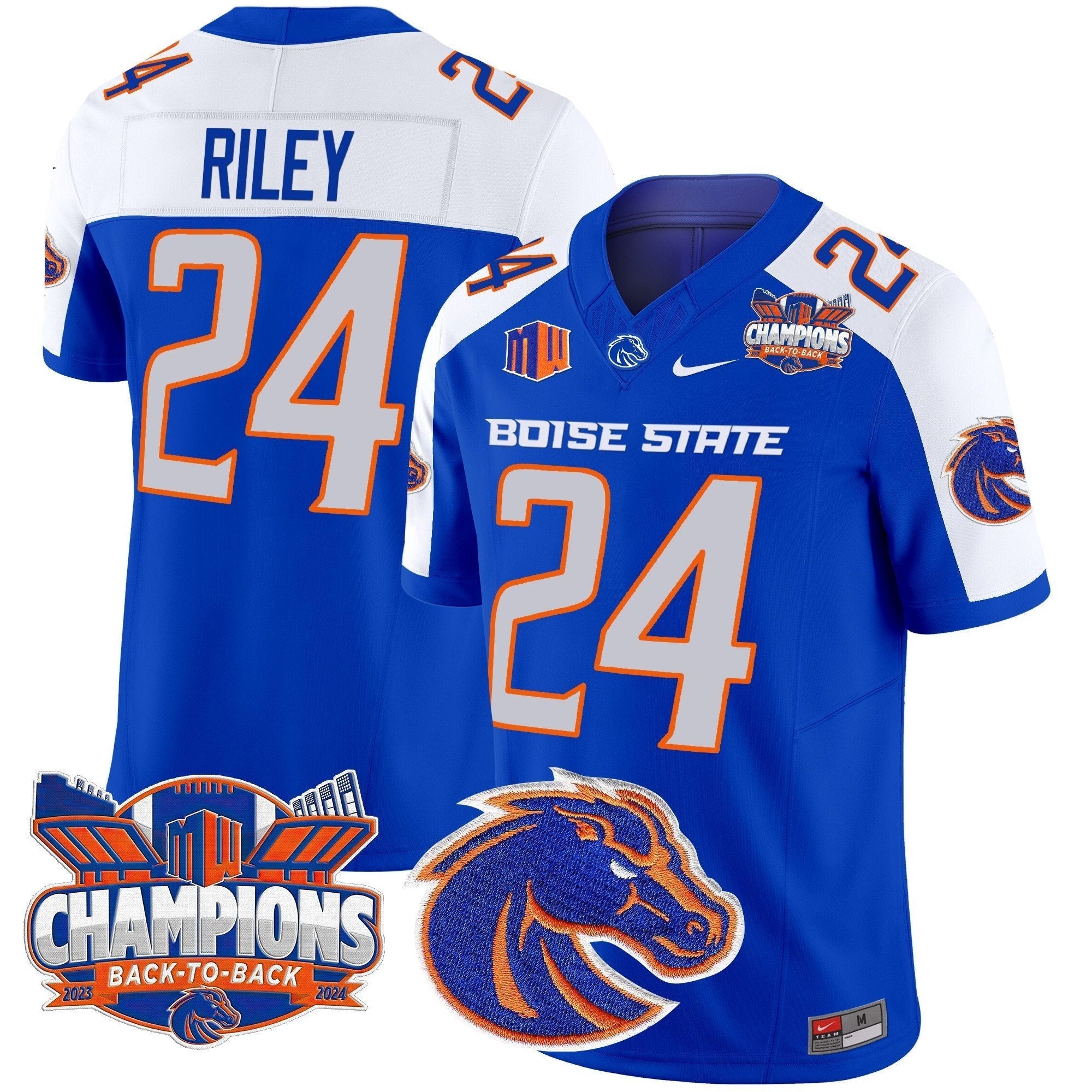 Men Boise State Broncos 2024 Back To Back Champions Vapor Limited Jersey - All Stitched