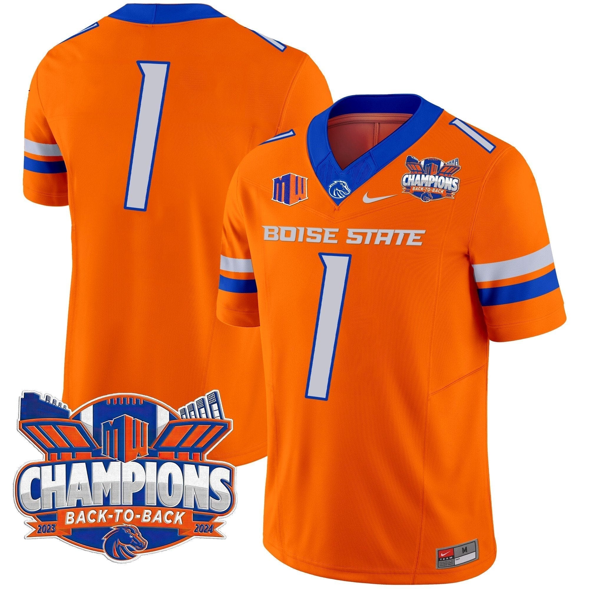 Men Boise State Broncos 2024 Back To Back Champions Vapor Limited Jersey - All Stitched