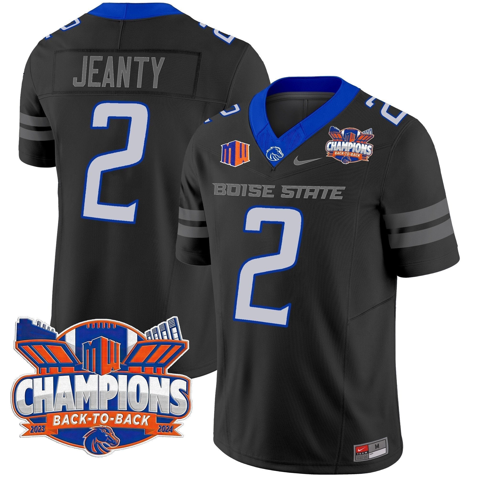 Men Boise State Broncos 2024 Back To Back Champions Vapor Limited Jersey - All Stitched