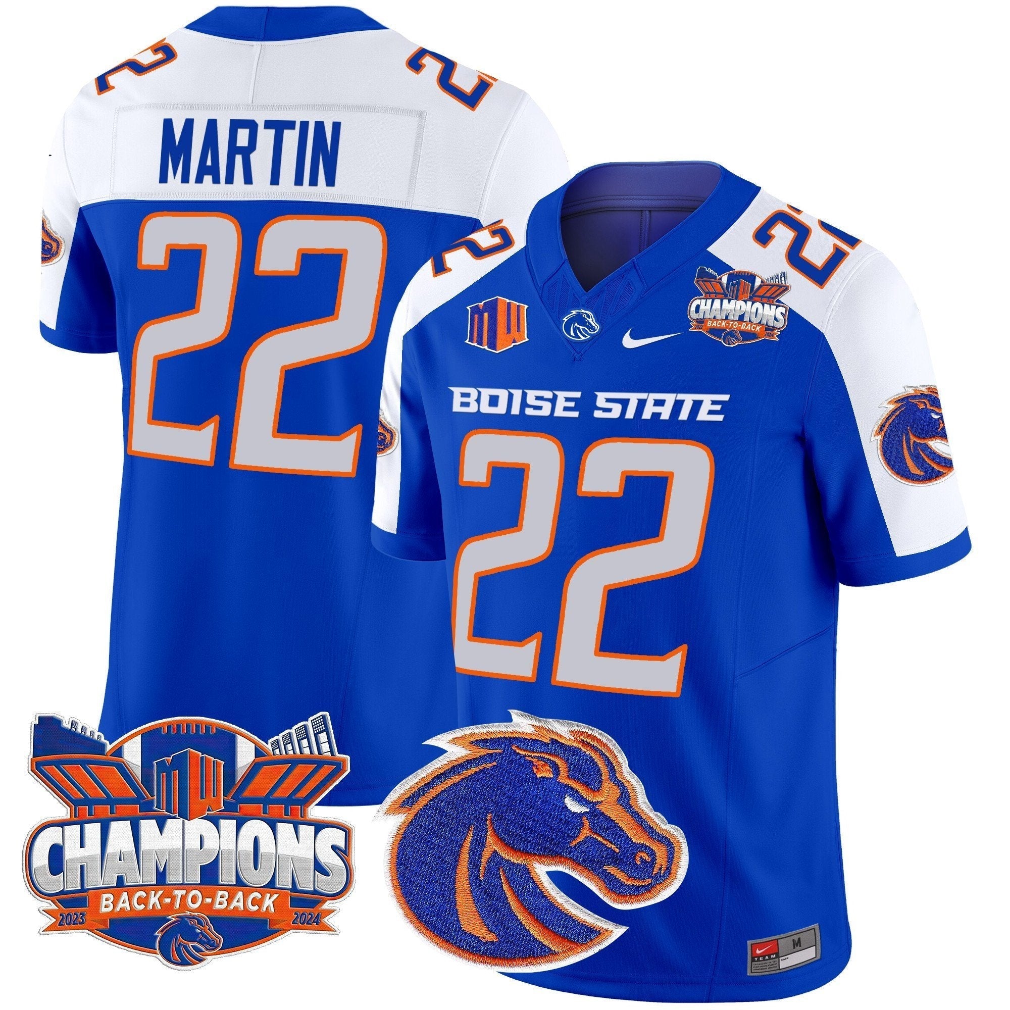 Men Boise State Broncos 2024 Back To Back Champions Vapor Limited Jersey - All Stitched