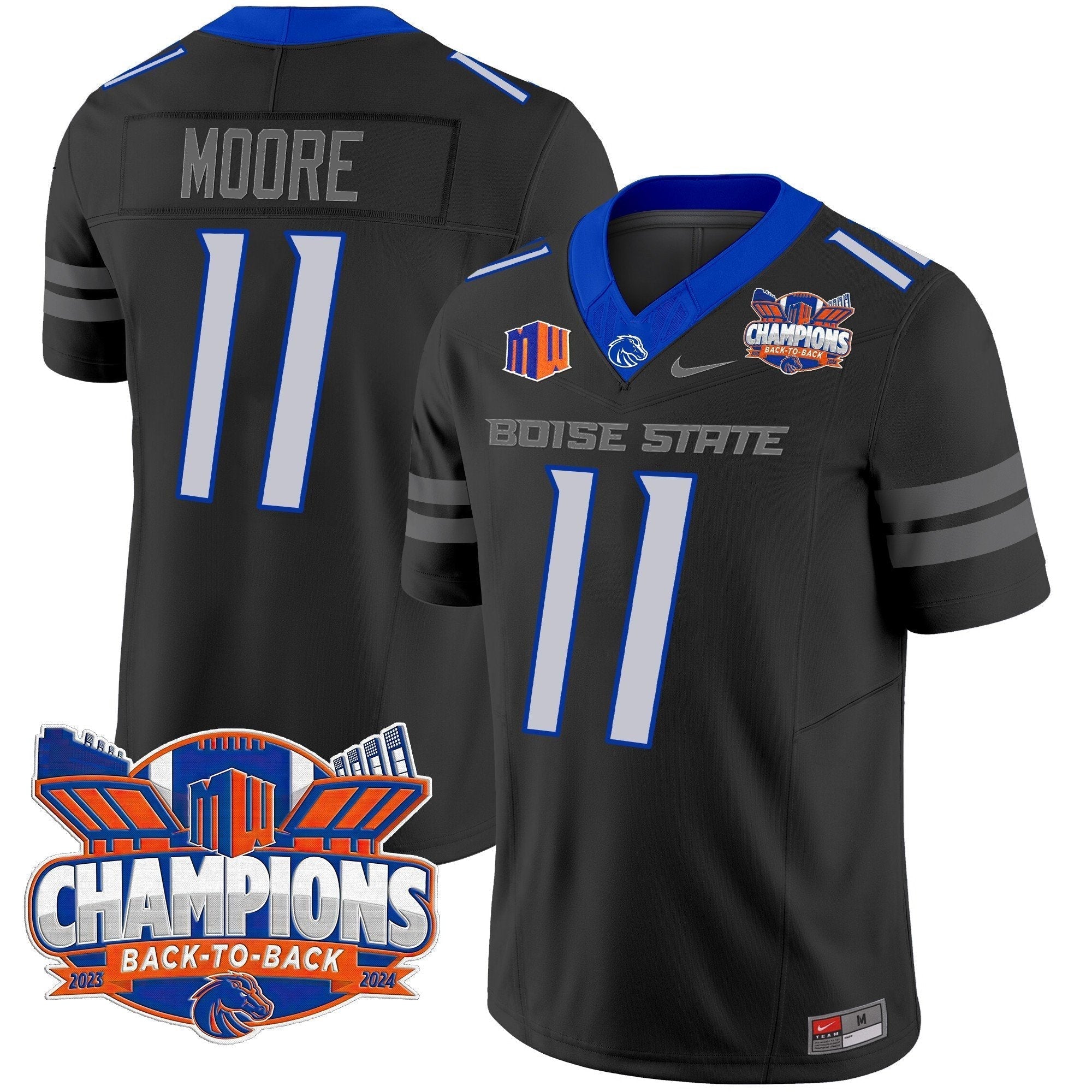 Men Boise State Broncos 2024 Back To Back Champions Vapor Limited Jersey - All Stitched