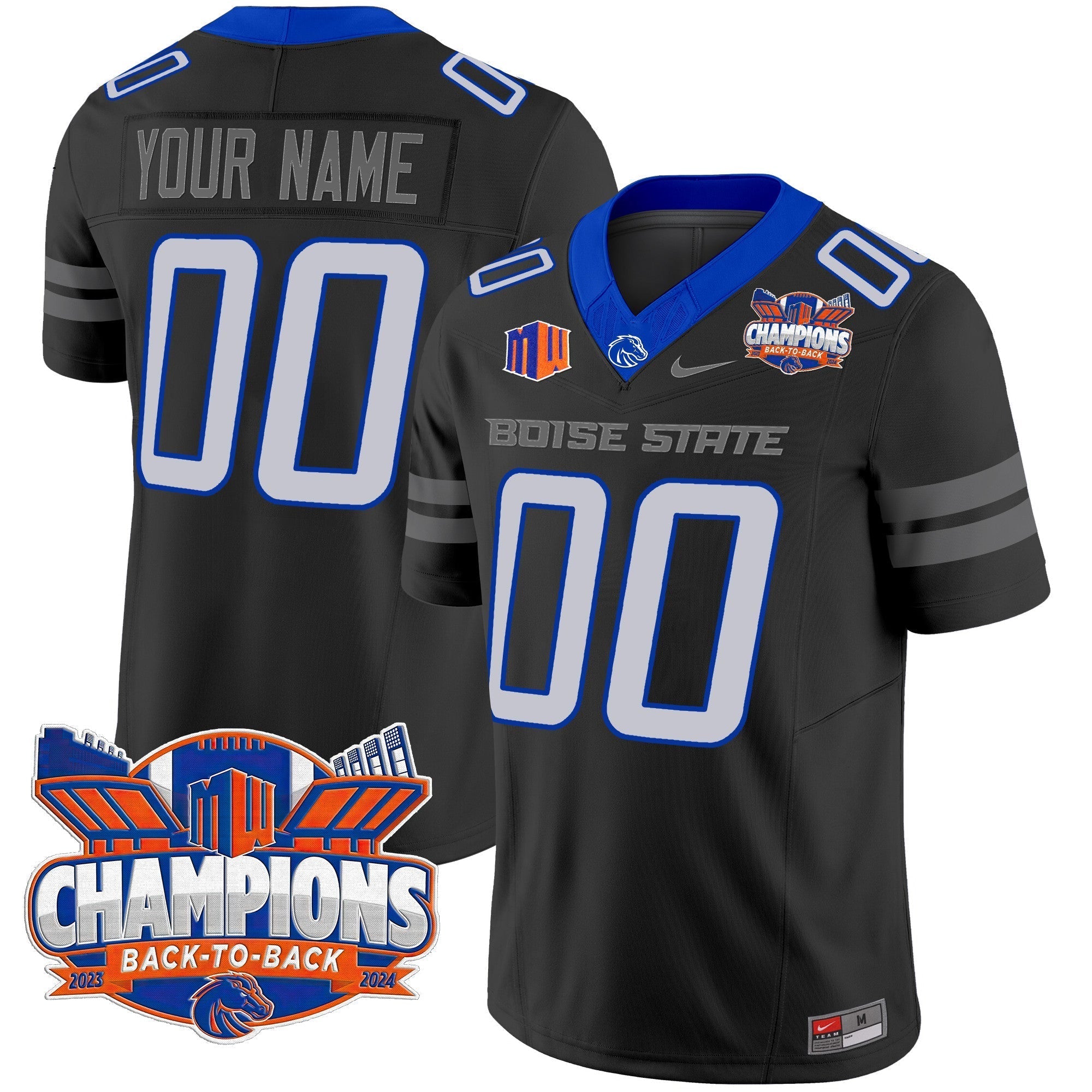 Custom Boise State Broncos 2024 Back To Back Champions Vapor Limited Jersey - All Stitched