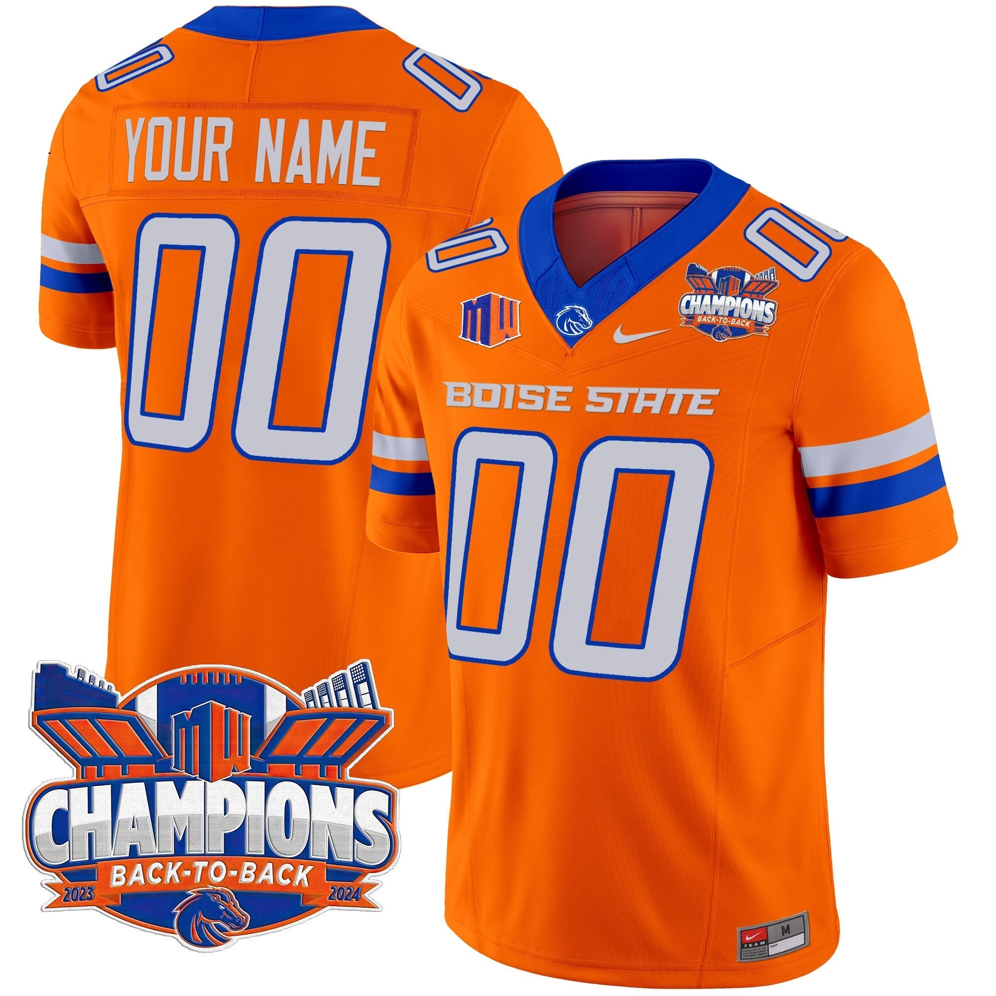 Custom Boise State Broncos 2024 Back To Back Champions Vapor Limited Jersey - All Stitched