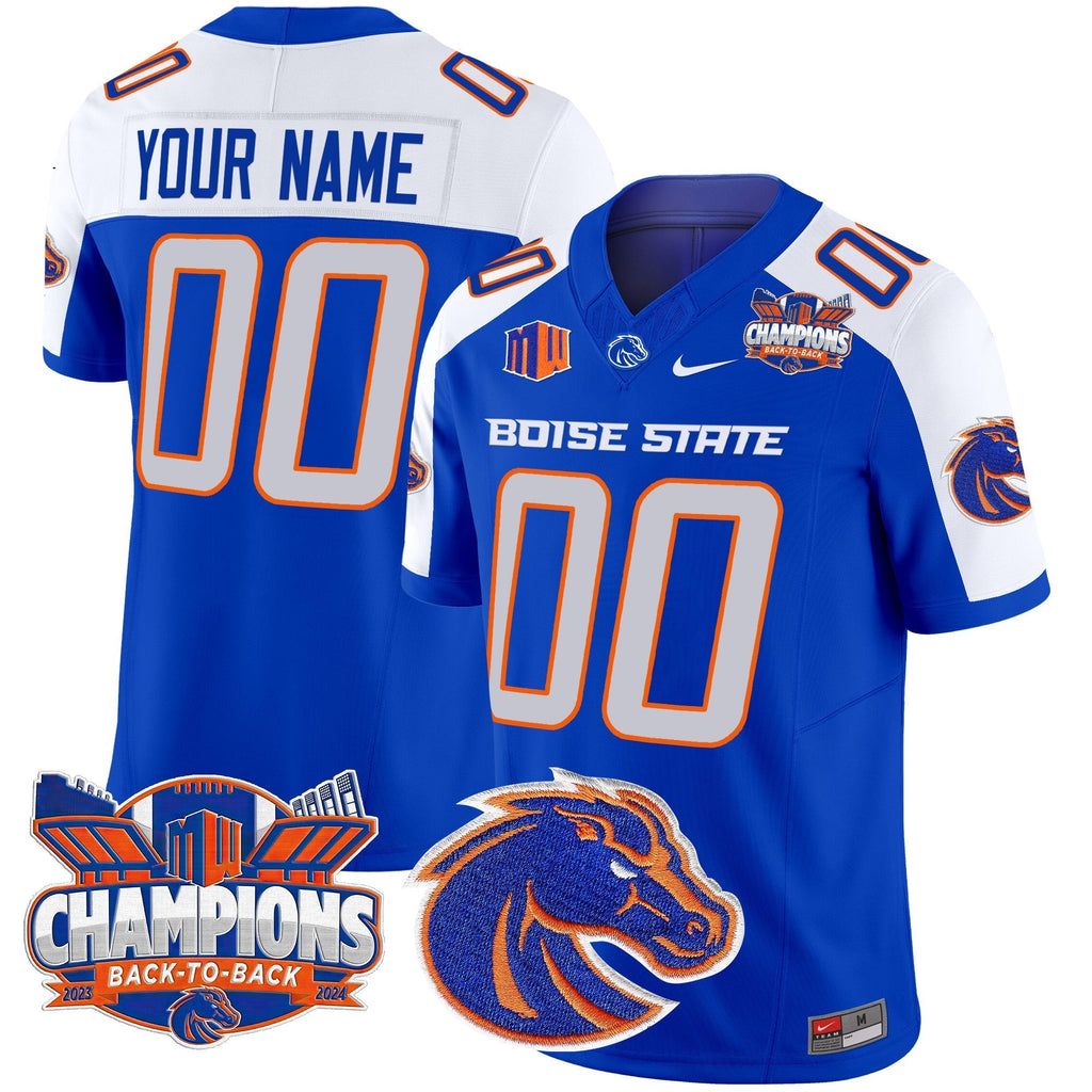 Custom Boise State Broncos 2024 Back To Back Champions Vapor Limited Jersey - All Stitched