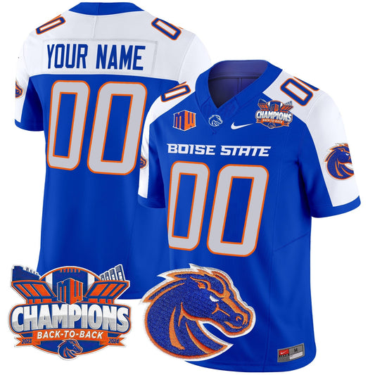 Custom Boise State Broncos 2024 Back To Back Champions Vapor Limited Jersey - All Stitched