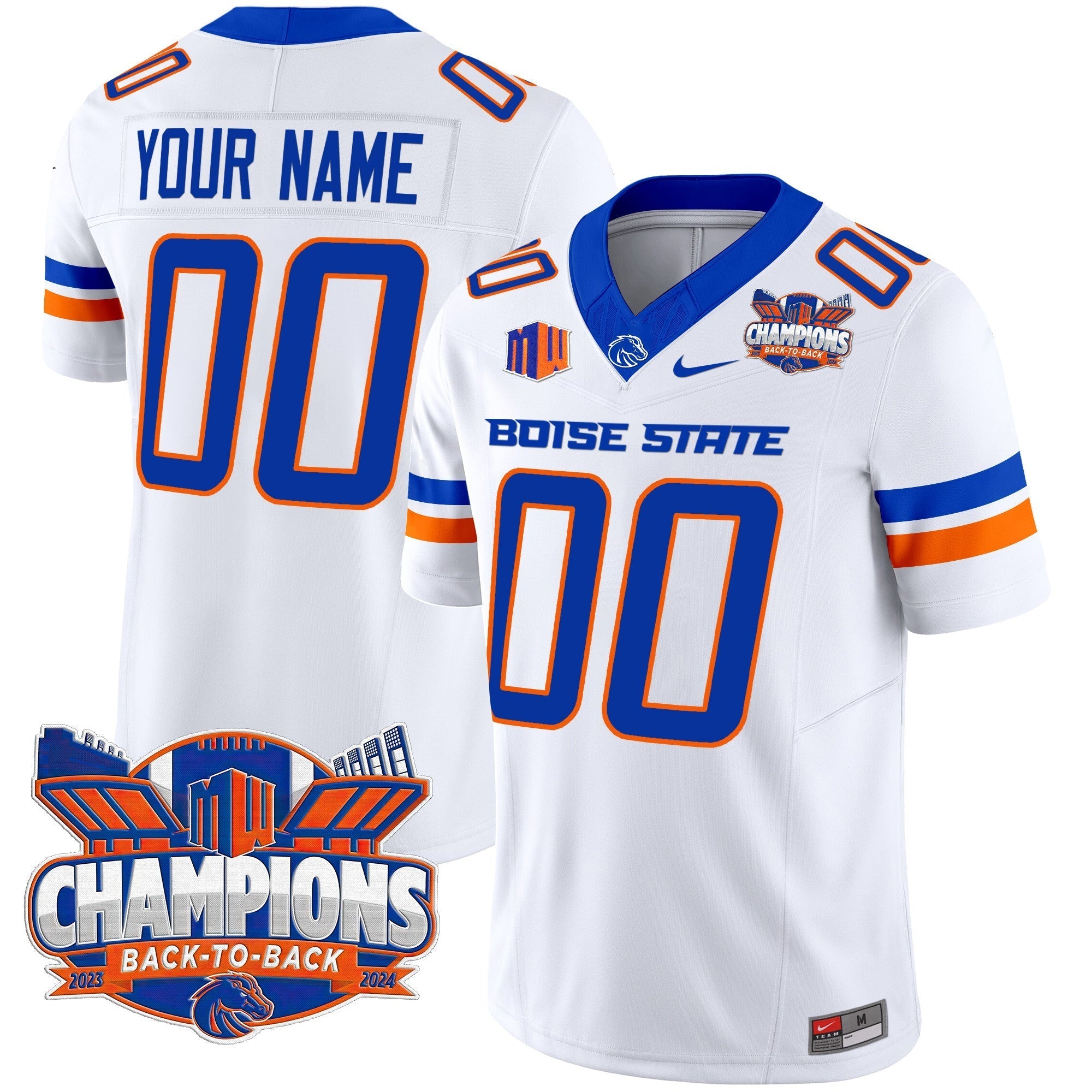 Custom Boise State Broncos 2024 Back To Back Champions Vapor Limited Jersey - All Stitched